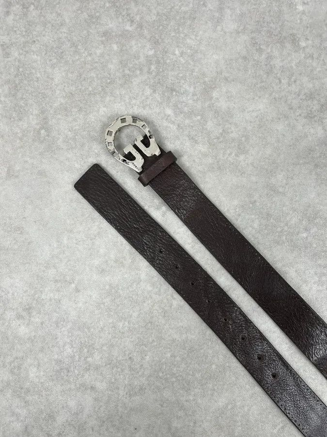 Gucci 2000s Gucci Brown Leather Horseshoe Logo Buckle Belt Size ONE SIZE - 4 Thumbnail