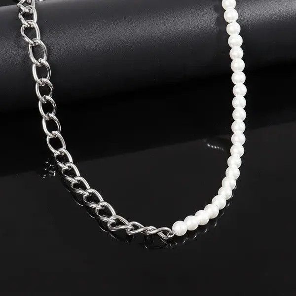 Jewelry Fuax Pearl Chain Link Necklace Size ONE SIZE - 3 Thumbnail