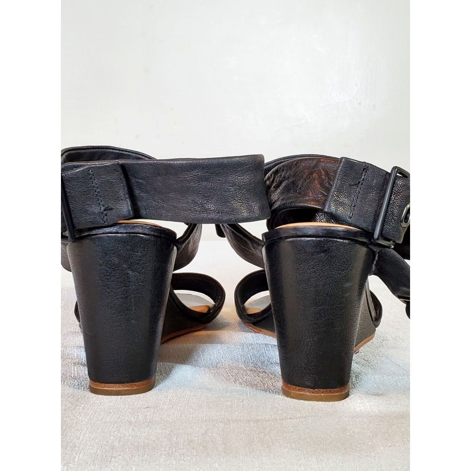Rag & Bone Rag & Bone Damien Wedge Sandals Black Leather Made in Italy Women's US 10.5 EU 41 Strappy Buckle Open Toe Size US 11 / IT 41 - 6 Thumbnail