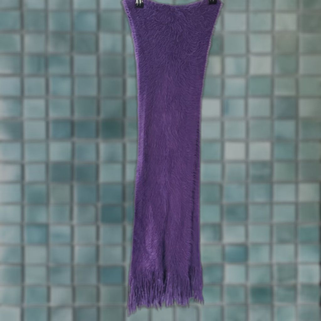 Vintage VINTAGE Mens Cashmere Feel Winter Cozy Itch Free Ribbed Knit Purple Wrap Scarf Size ONE SIZE - 1 Thumbnail