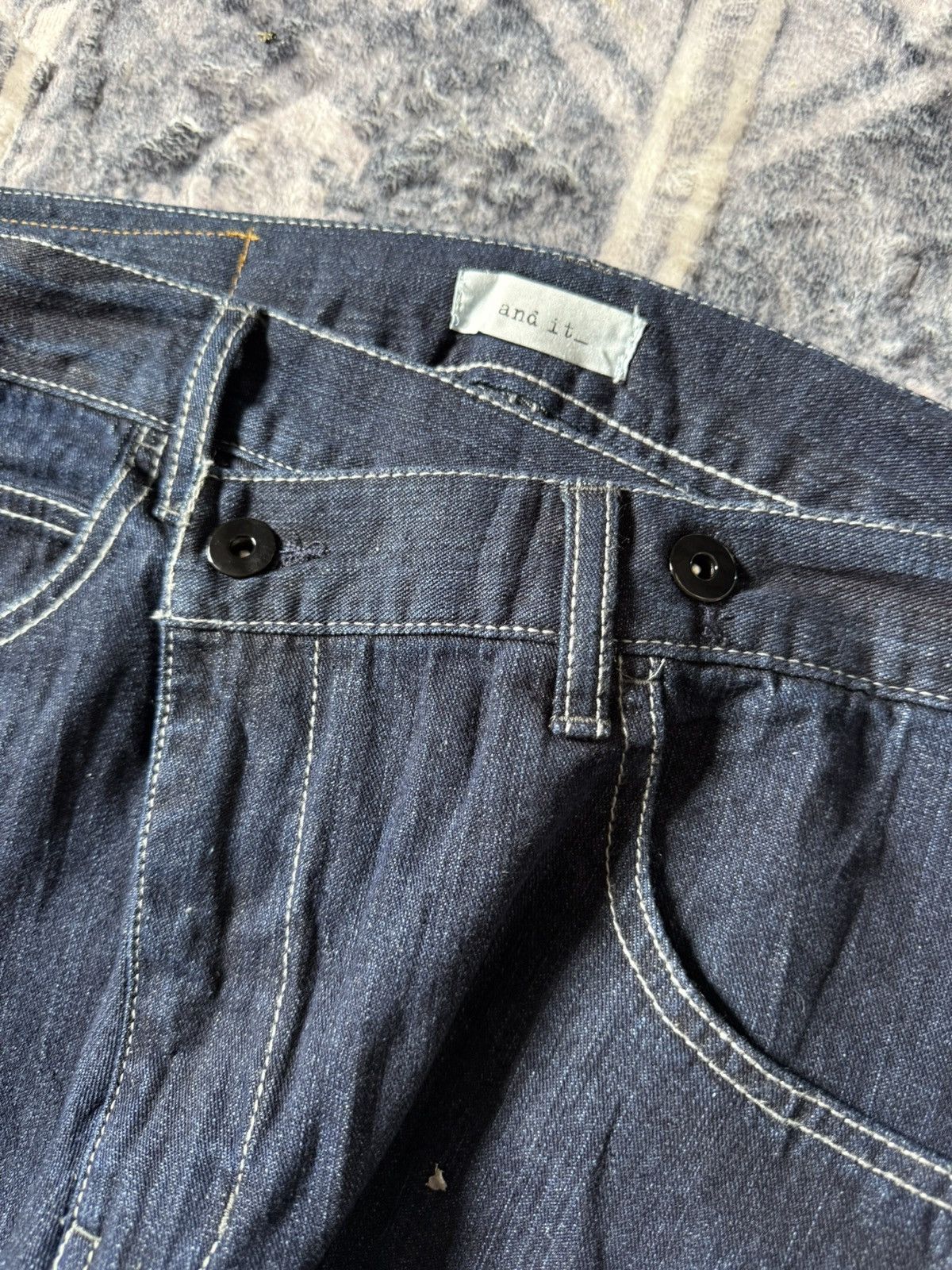 Japanese Brand And it Japan Asymmetric Fly Diagonal Cut Wide Denim Jeans Size US 32 / EU 48 - 5 Thumbnail