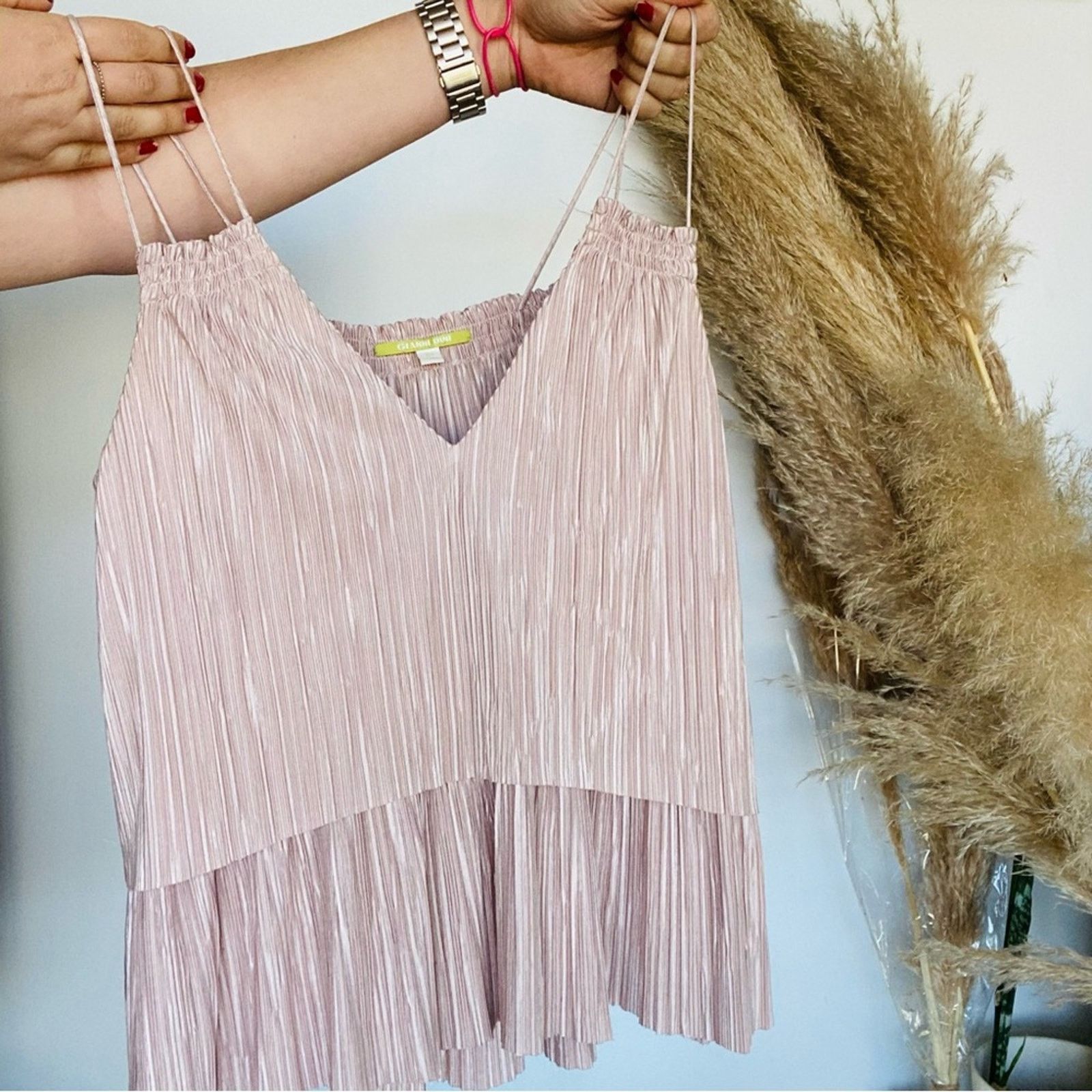 Anthropologie ANTHROPOLOGIE BINI Blush Rose Pink Ruffle Tank Top Blouse Size XS / US 0-2 / IT 36-38 - 6 Thumbnail