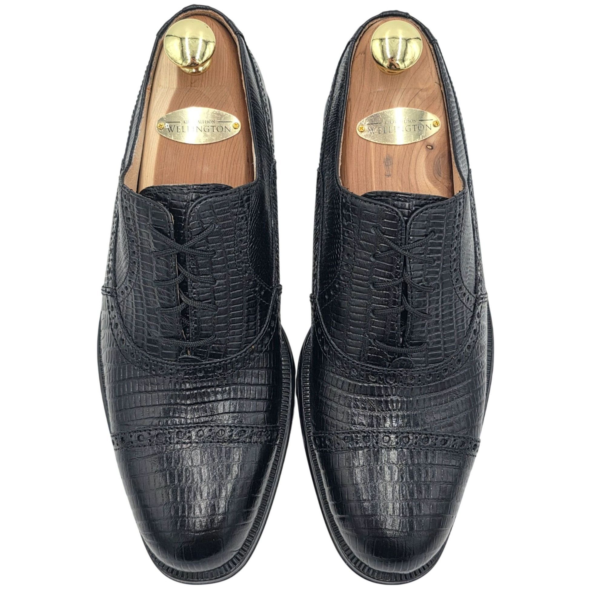 Giorgio Brutini NEW Giorgio Brutini Black Lizard Print Leather Cap-toe Oxfor Size US 8 / EU 41 - 10 Thumbnail