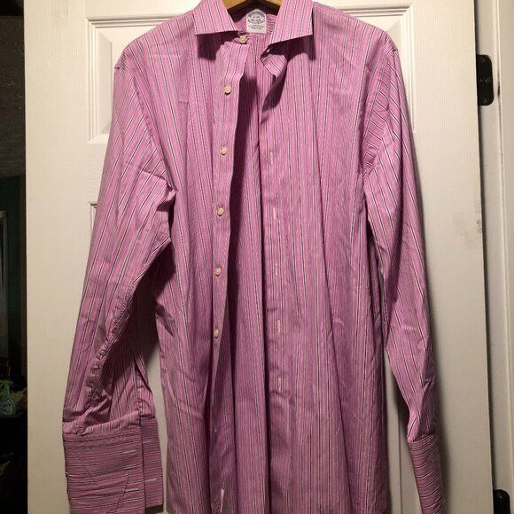 Brooks Brothers brooks brothers men's pink cotton dress shirt size: 17-34 Size US XL / EU 56 / 4 - 1 Thumbnail