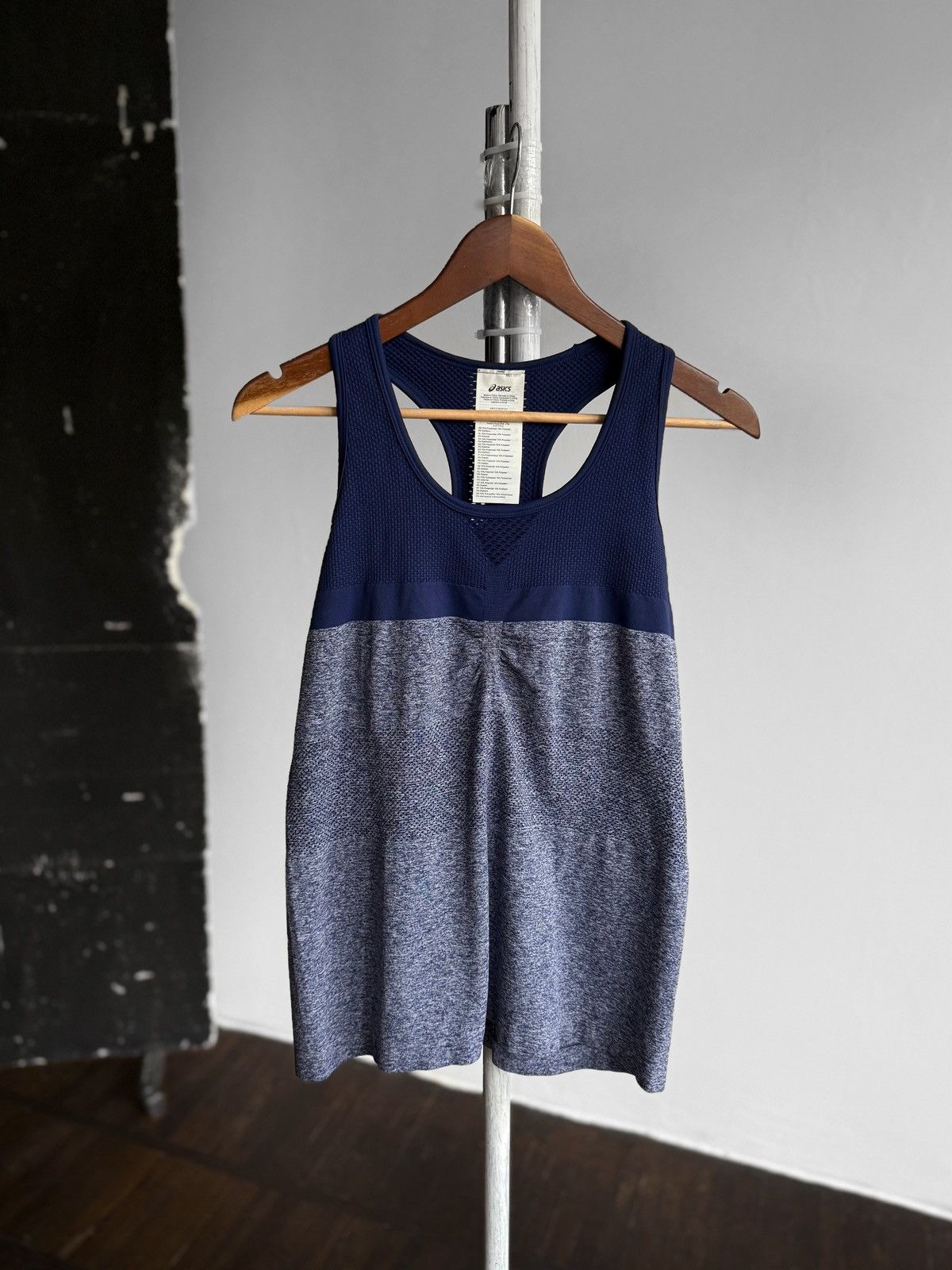Asics Asics Womens Navy Blue & Heather Racerback Sports Tank Top Size L / US 10 / IT 46 - 1 Thumbnail