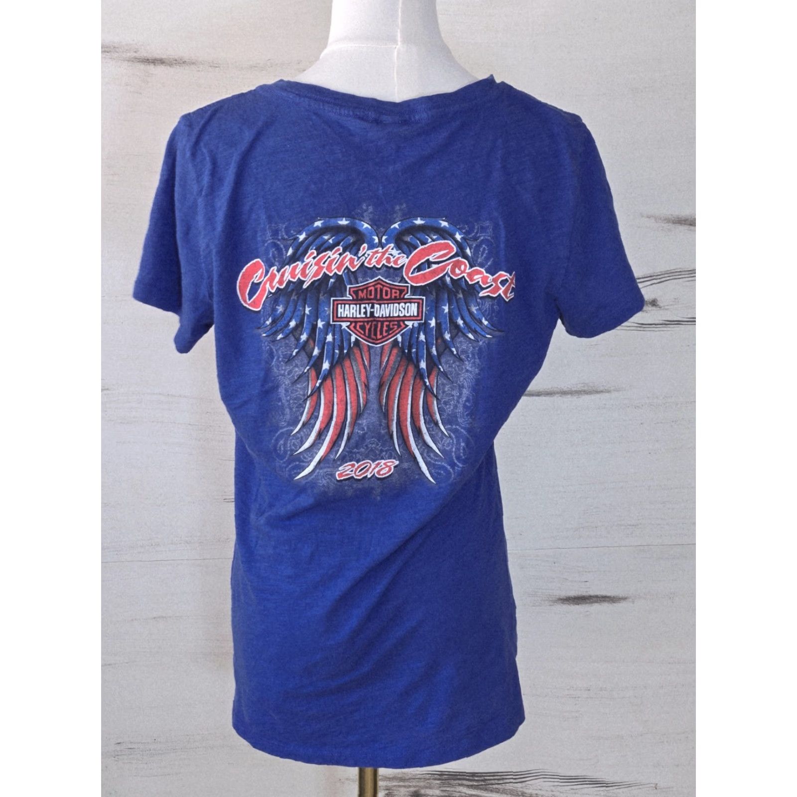 Harley Davidson Harley-Davidson Top Womens Vintage Short Sleeve Size M Blue Size M / US 6-8 / IT 42-44 - 4 Thumbnail