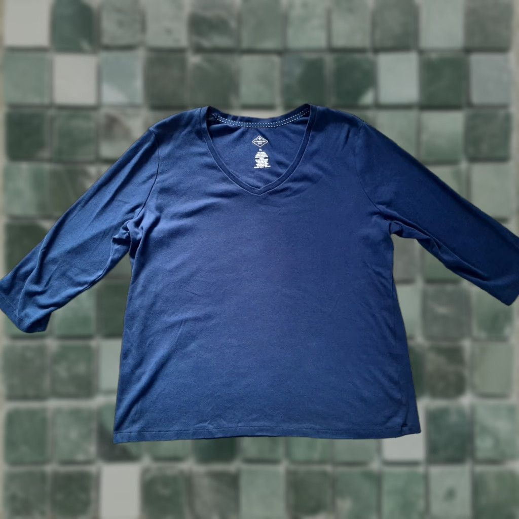 Vintage St. John's Bay Womens XL Blue Long Sleeve Cotton Shirt Size XL / US 12-14 / IT 48-50 - 1 Thumbnail