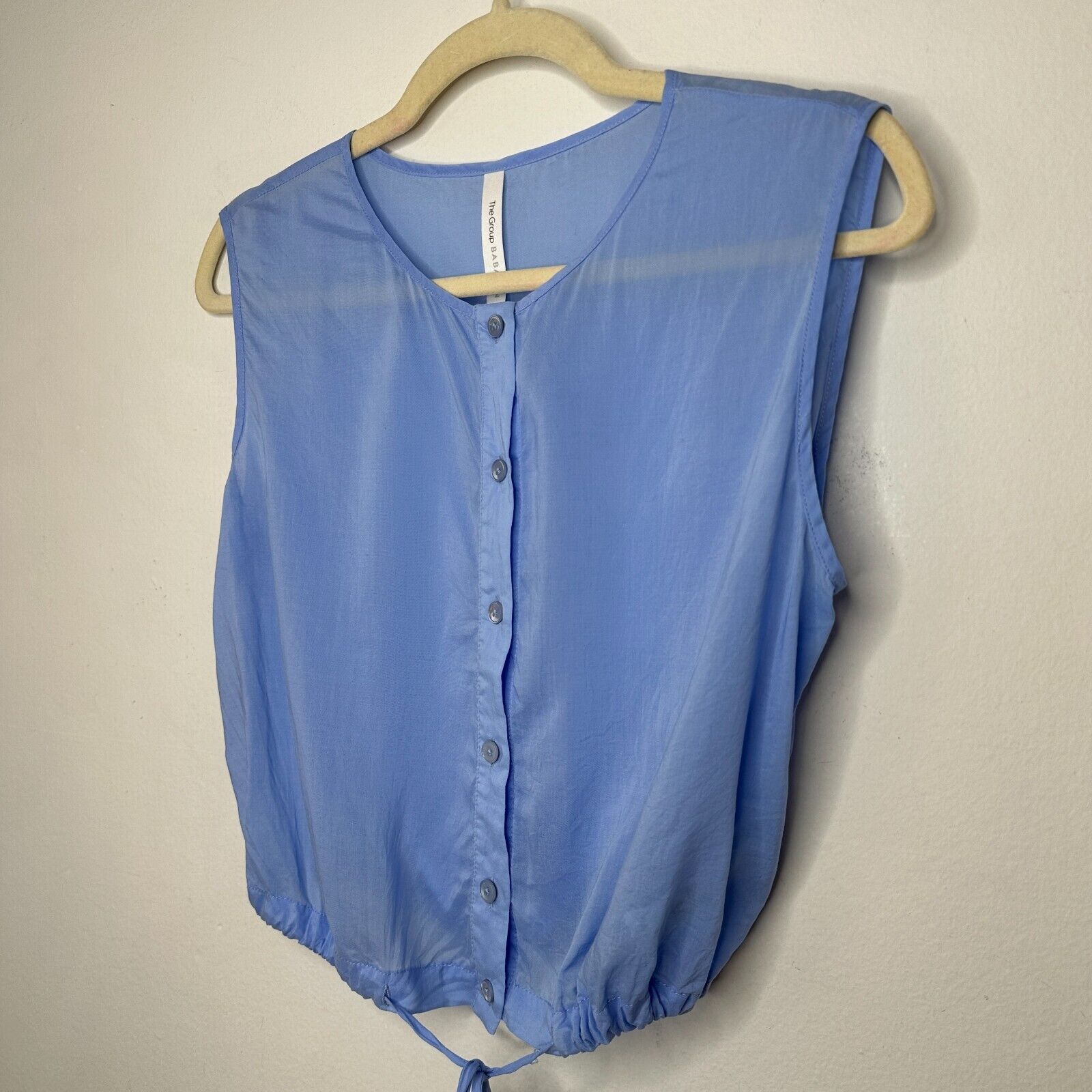 Aritzia Babaton Blue Cardin Sleeveless Button Drawstring Waist Top Size XS / US 0-2 / IT 36-38 - 3 Thumbnail