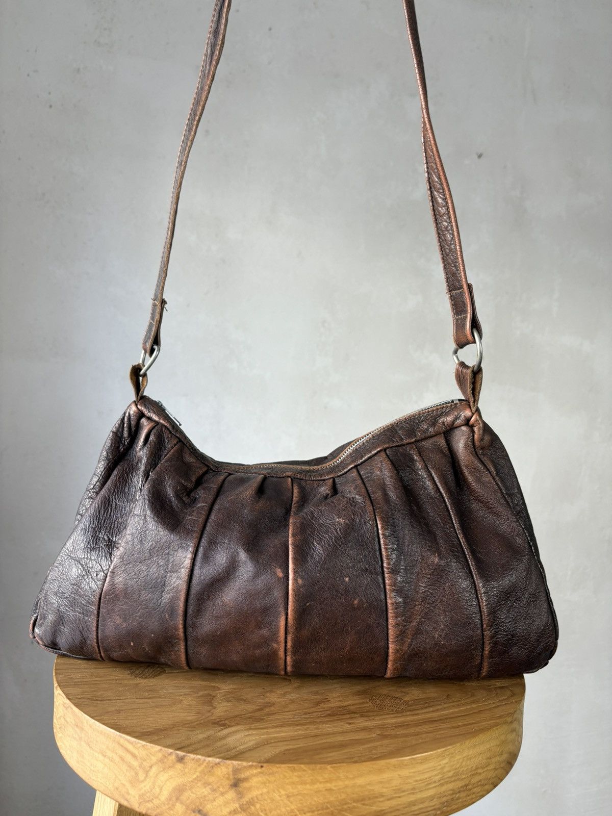 Genuine Leather × Vintage Vintage 60s Plaeted Leather Shoulders Bag Size ONE SIZE - 1 Thumbnail