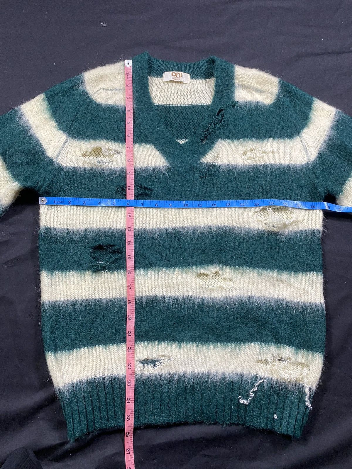 Japanese Brand distressed Oh! Brown Bon-Ton knit stripe kut coban style Size US M / EU 48-50 / 2 - 3 Thumbnail