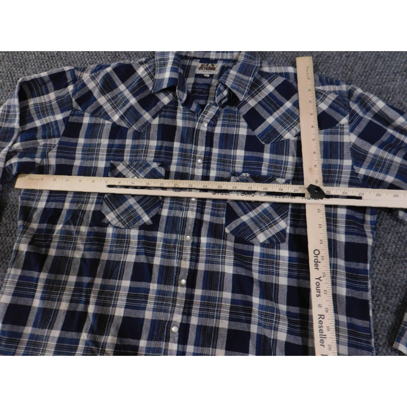Vintage VINTAGE Ely Cattleman Shirt Mens XLT Blue Plaid Western Pearl Snap Size US XL / EU 56 / 4 - 5 Thumbnail