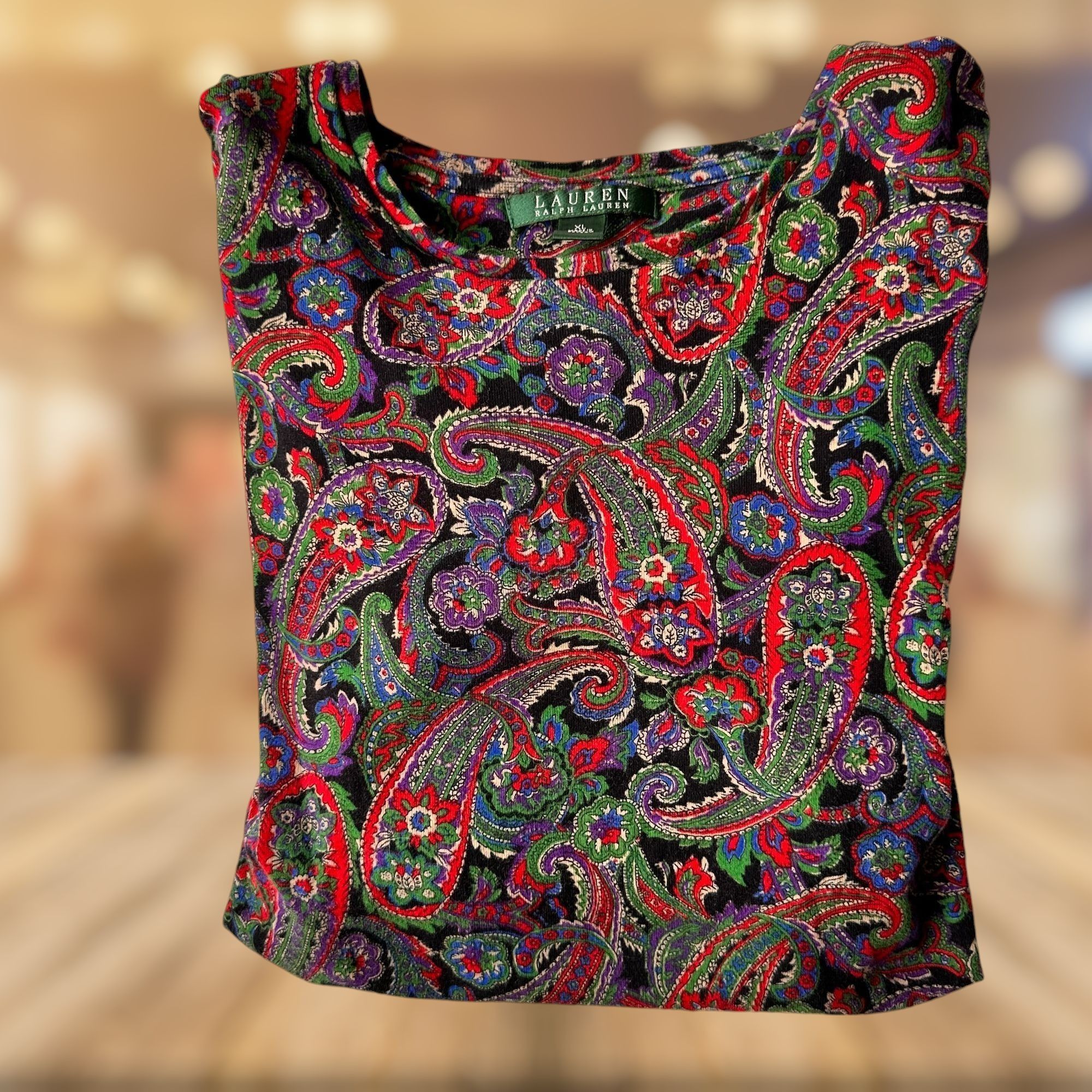 Lauren Ralph Lauren × Vintage VTG Lauren Ralph Lauren Long Sleeve Top XL Pullover Paisley Size XL / US 12-14 / IT 48-50 - 2 Thumbnail