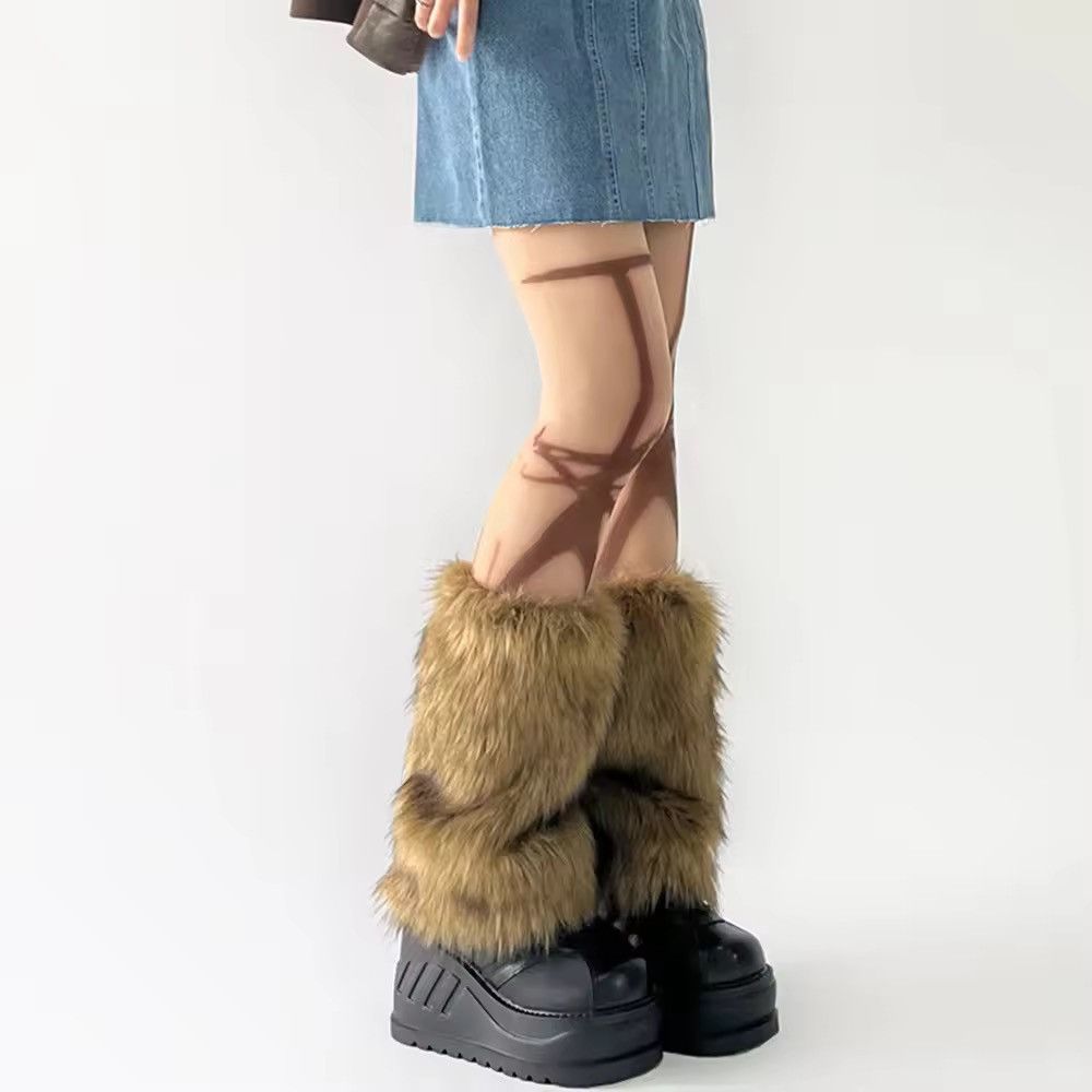 Japanese Brand Y2k Vintage Faux Fur Leg Warmer Sock Size ONE SIZE - 3 Thumbnail