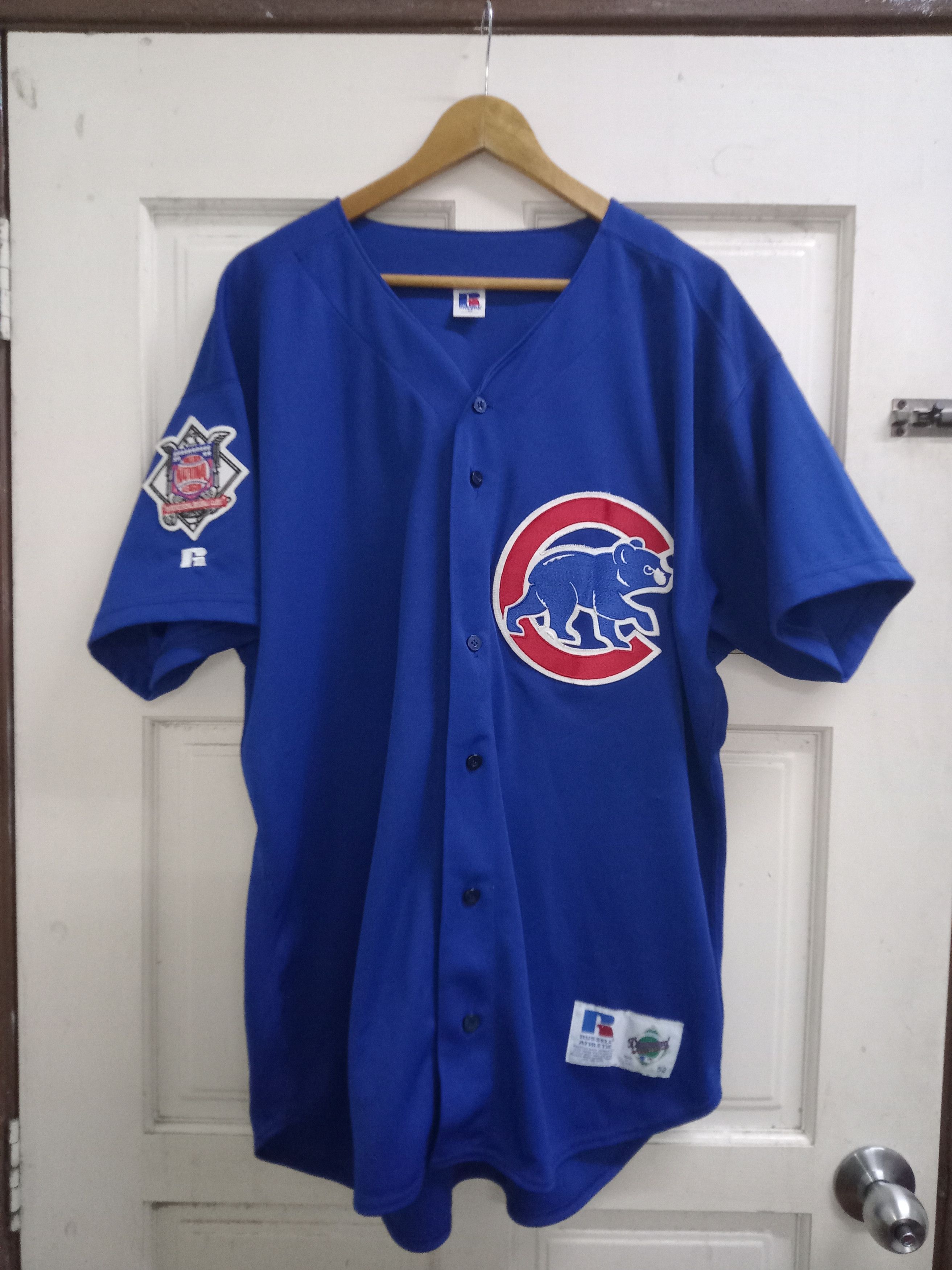 image of America x Jersey Vintage 90's Mlb Chicago Cub Diomond Collection Jersey in Blue, Men's (Size Large)