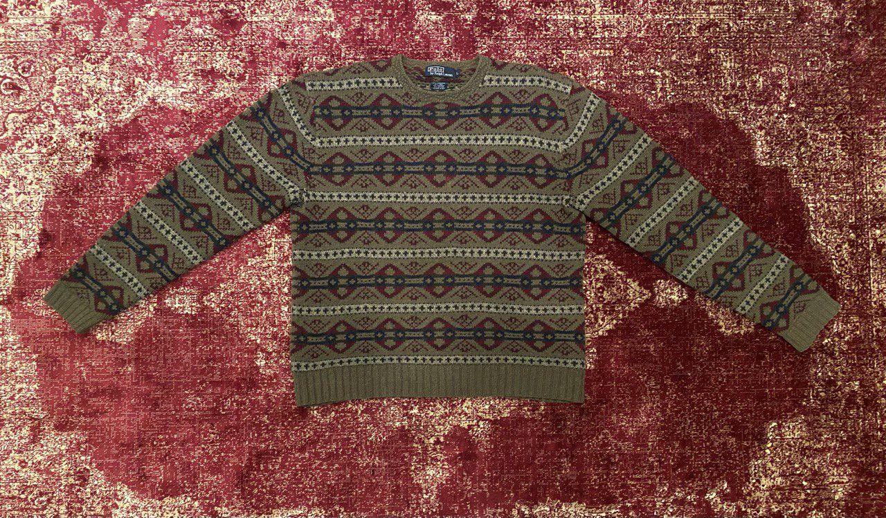 Polo Ralph Lauren × Ralph Lauren × Vintage Ralph Lauren Vintage Hand Knit Lambswool Sweater Size US L / EU 52-54 / 3 - 2 Thumbnail