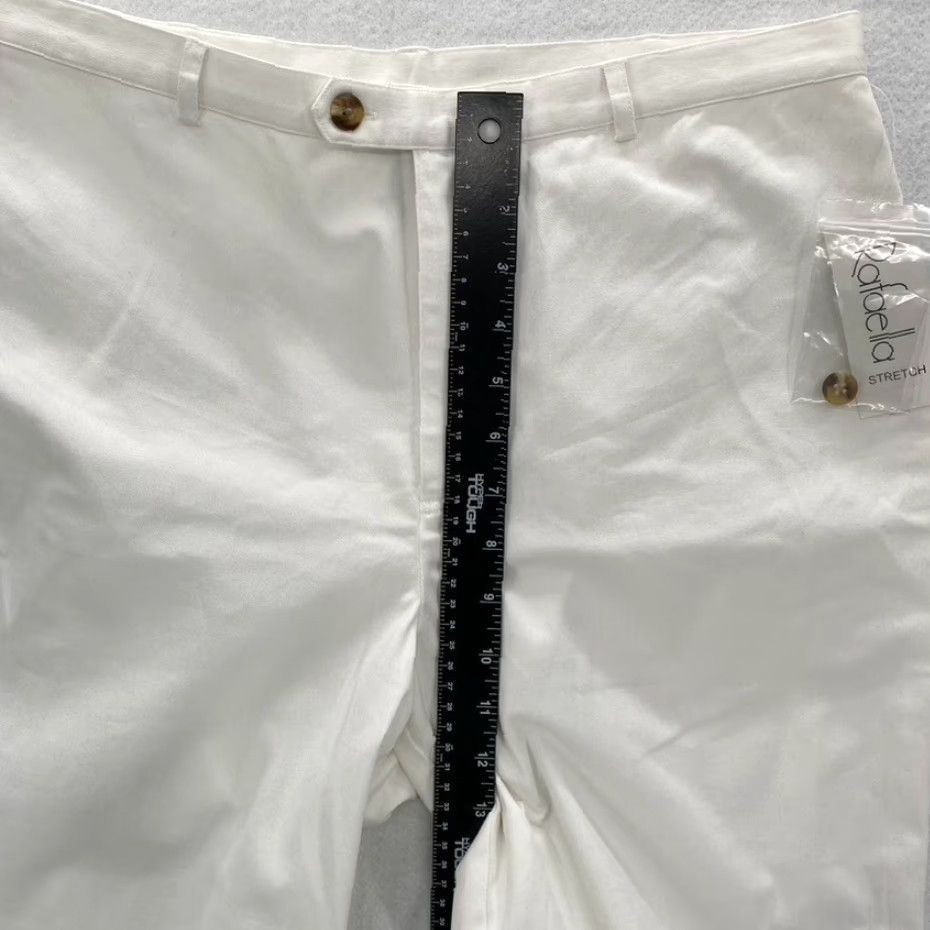 Vintage Rafaella Pants White Stretch Twill Straight Leg High Rise 10 NWT Womens Dress Pants Regular Inseam 23 in Size 32" / US 10 / IT 46 - 7 Thumbnail