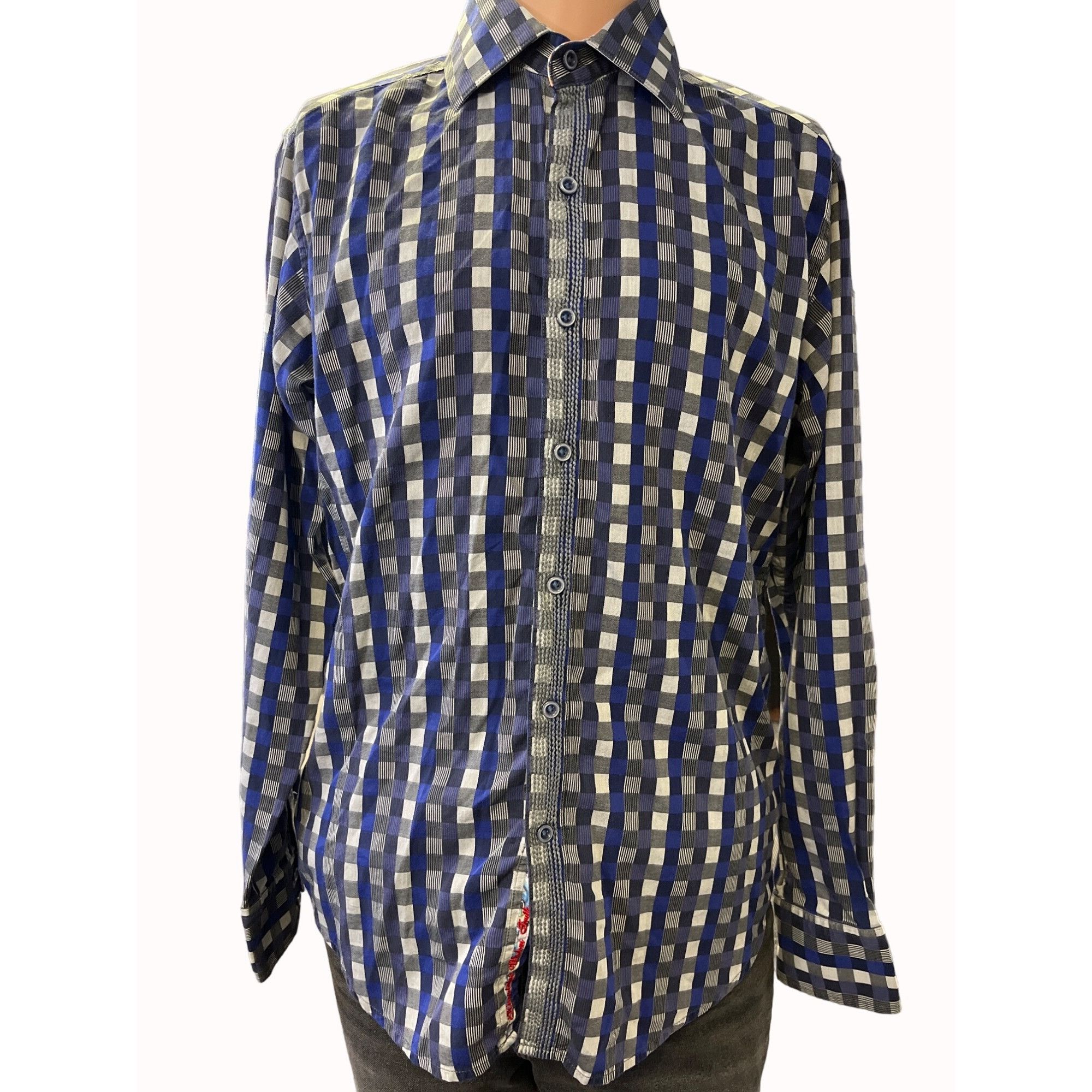 Robert Graham Robert Graham Men's Royal Blue Checkered Button Up Shirt Siz Size US S / EU 44-46 / 1 - 1 Thumbnail