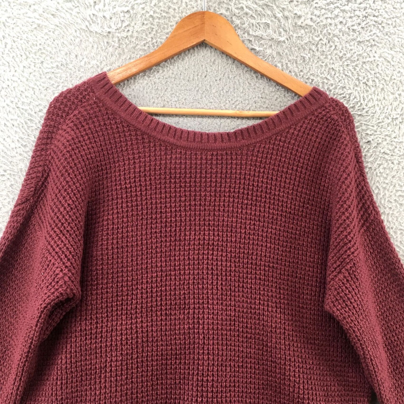 Vintage Peyton Jensen Pullover Sweater Womens M Burgendy Cotton Blend Long Sleeve Knit Shirt Mens? Size M / US 6-8 / IT 42-44 - 2 Thumbnail