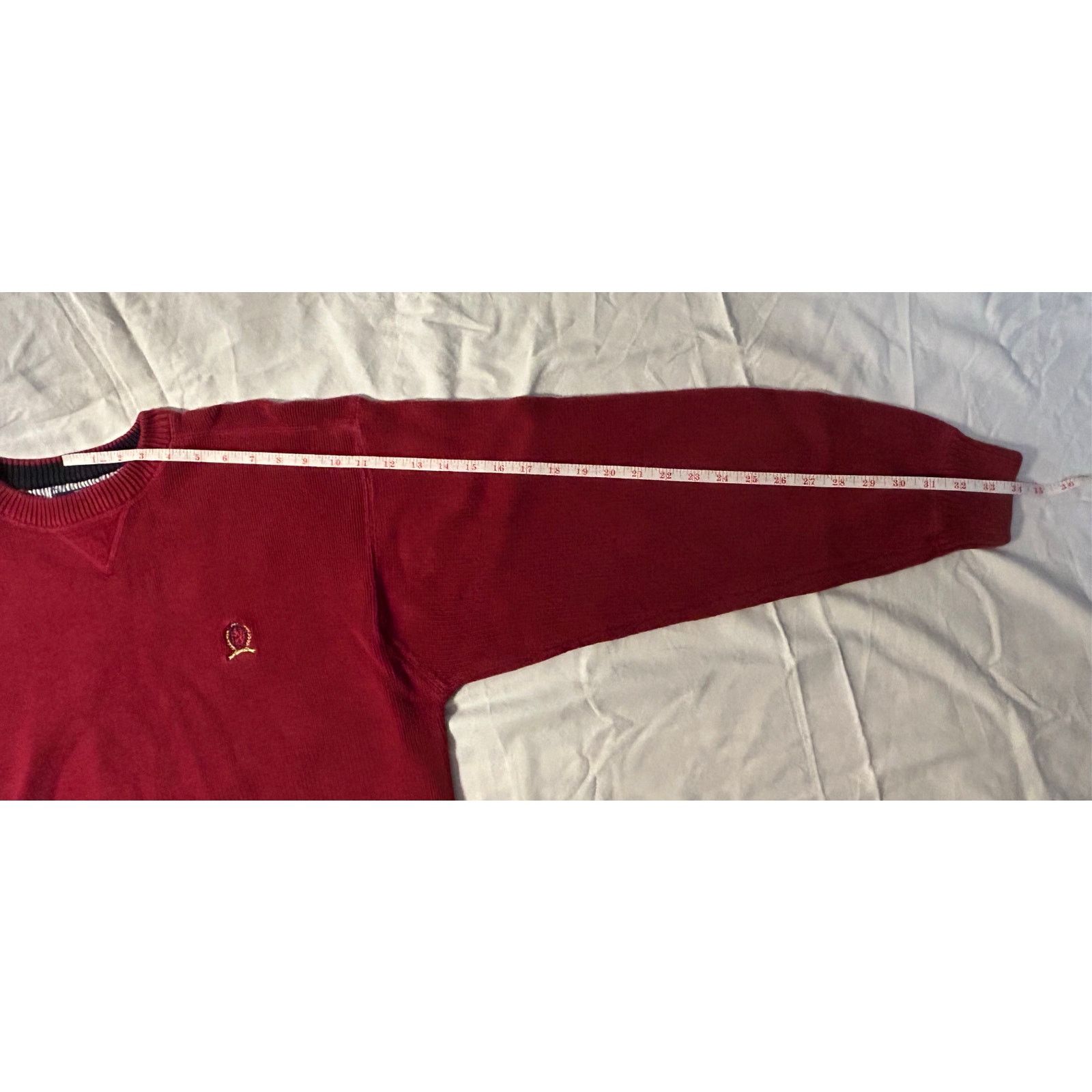 Tommy Hilfiger Rare 90s Tommy Hilfiger Maroon Heavy Weight Sweater Size L Size US L / EU 52-54 / 3 - 9 Thumbnail