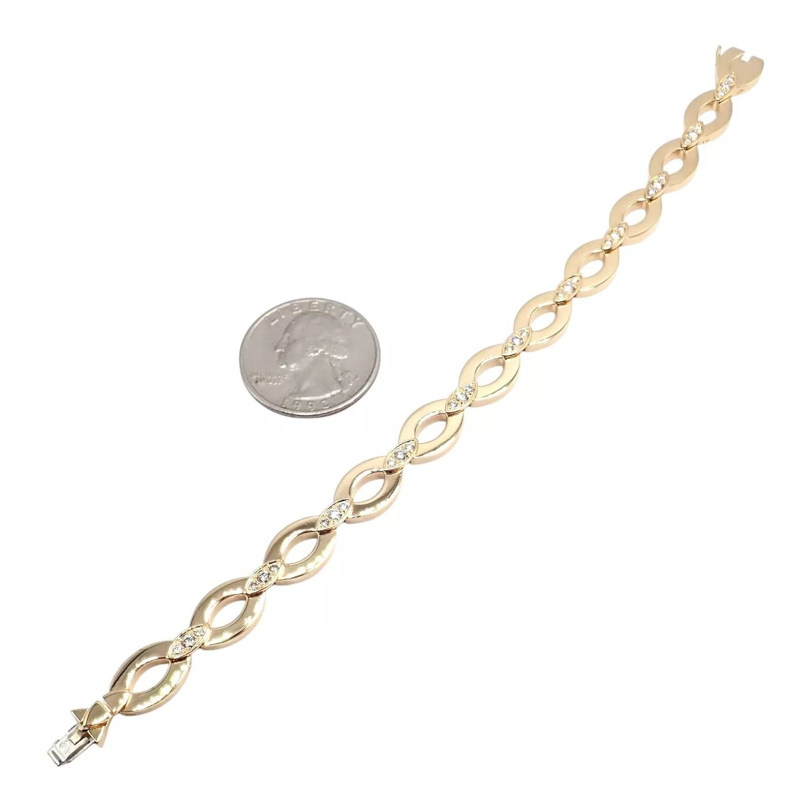 Cartier Cartier 18K Yellow Gold Diamond Link Bracelet Earrings Set Size ONE SIZE - 9 Thumbnail