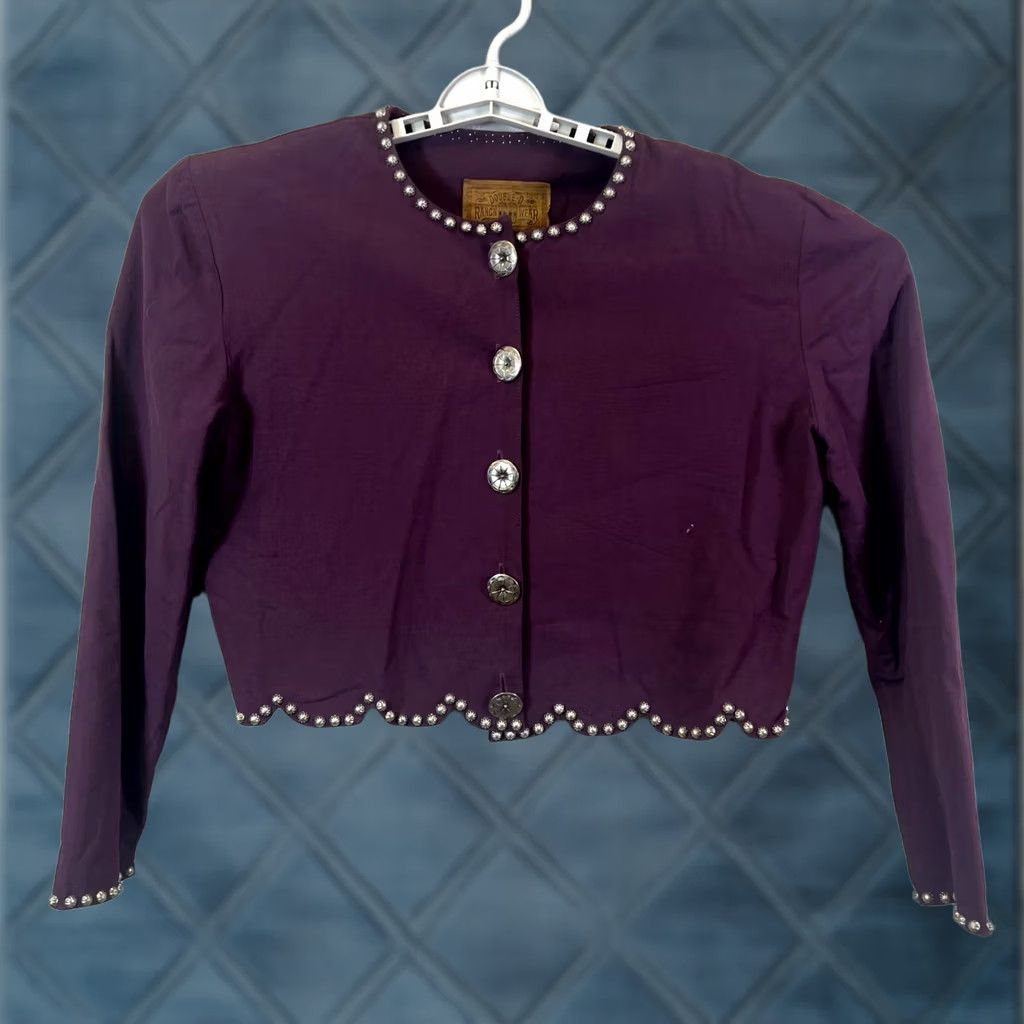 Doublet Double D Ranch Jacket Women S Purple Rayon Cropped Studded Scalloped Hem Western Jacket Size S / US 4 / IT 40 - 1 Thumbnail