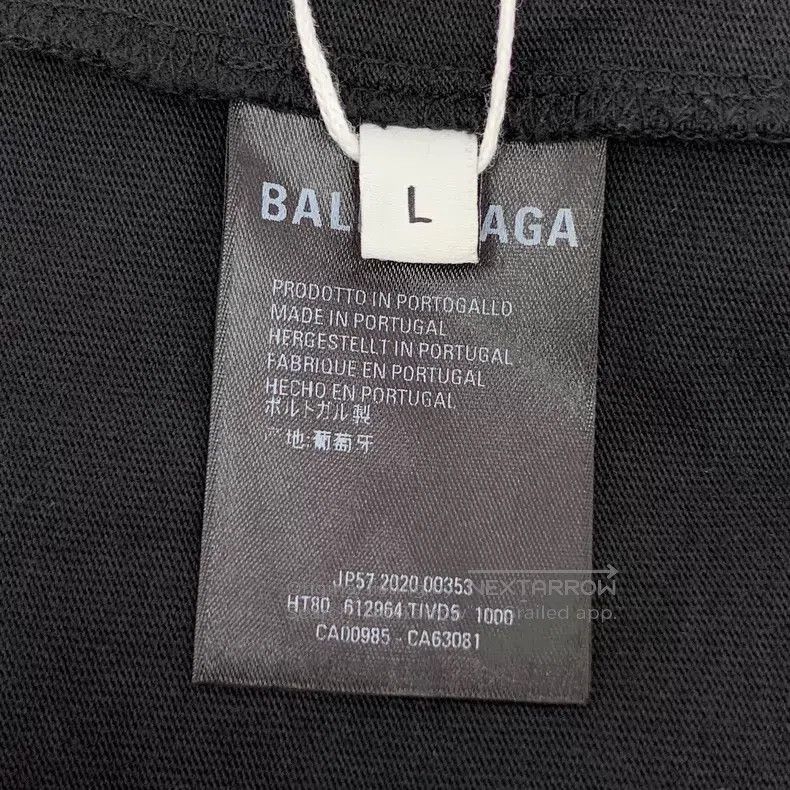 Balenciaga Balenciaga Black Logo Letter Printed Cotton Crew Neck Shor Size US L / EU 52-54 / 3 - 6 Thumbnail