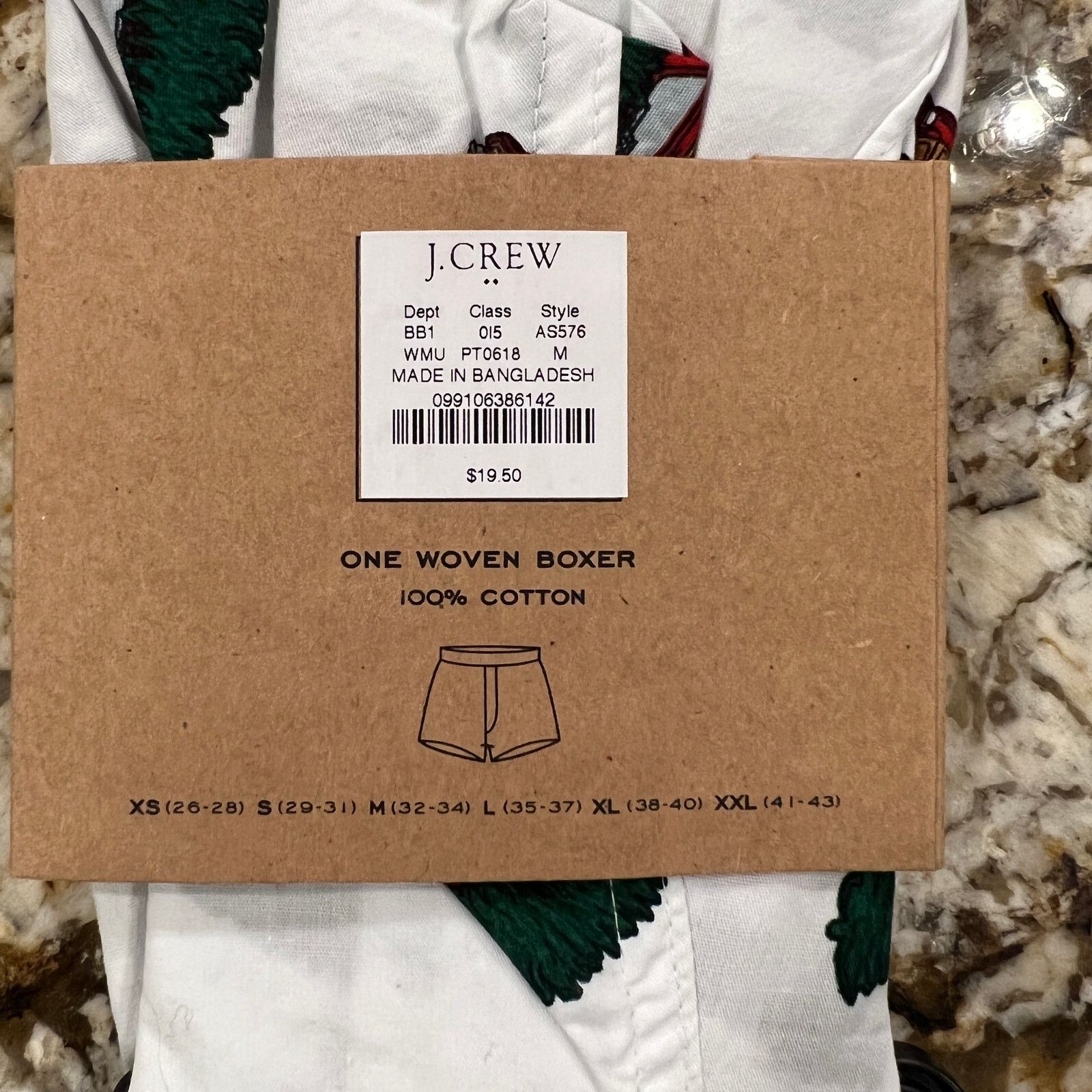 J.Crew NWT J. Crew Men's White Christmas Tree Print Woven Boxers XL Size ONE SIZE - 6 Thumbnail