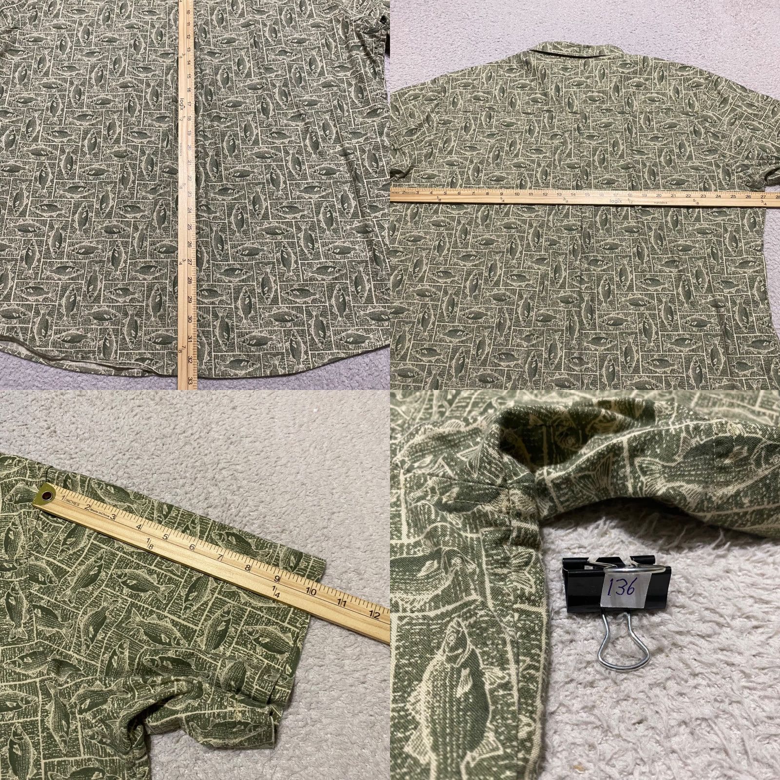 Vintage Woolrich Shirt XL Mens Green Fish Print Button-Up Short Sleeve 100% Cotton Size US XL / EU 56 / 4 - 8 Thumbnail
