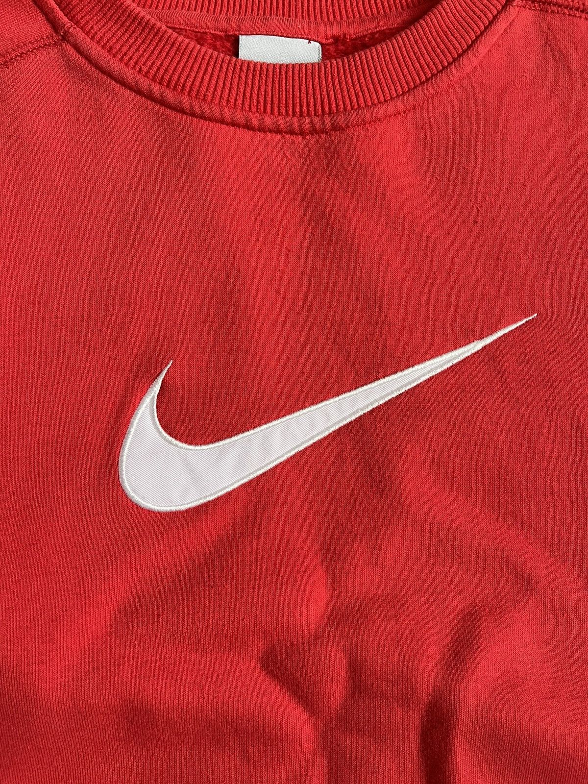 Nike × Vintage Vintage Y2K Unisex Nike Big Swoosh Red Sweatshirt Size US M / EU 48-50 / 2 - 2 Thumbnail