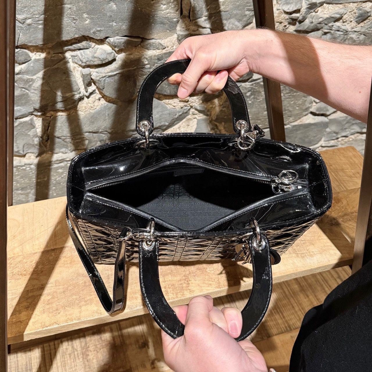 Dior Dior Black Patent Cannage Large Lady Dior Bag Size ONE SIZE - 11 Thumbnail