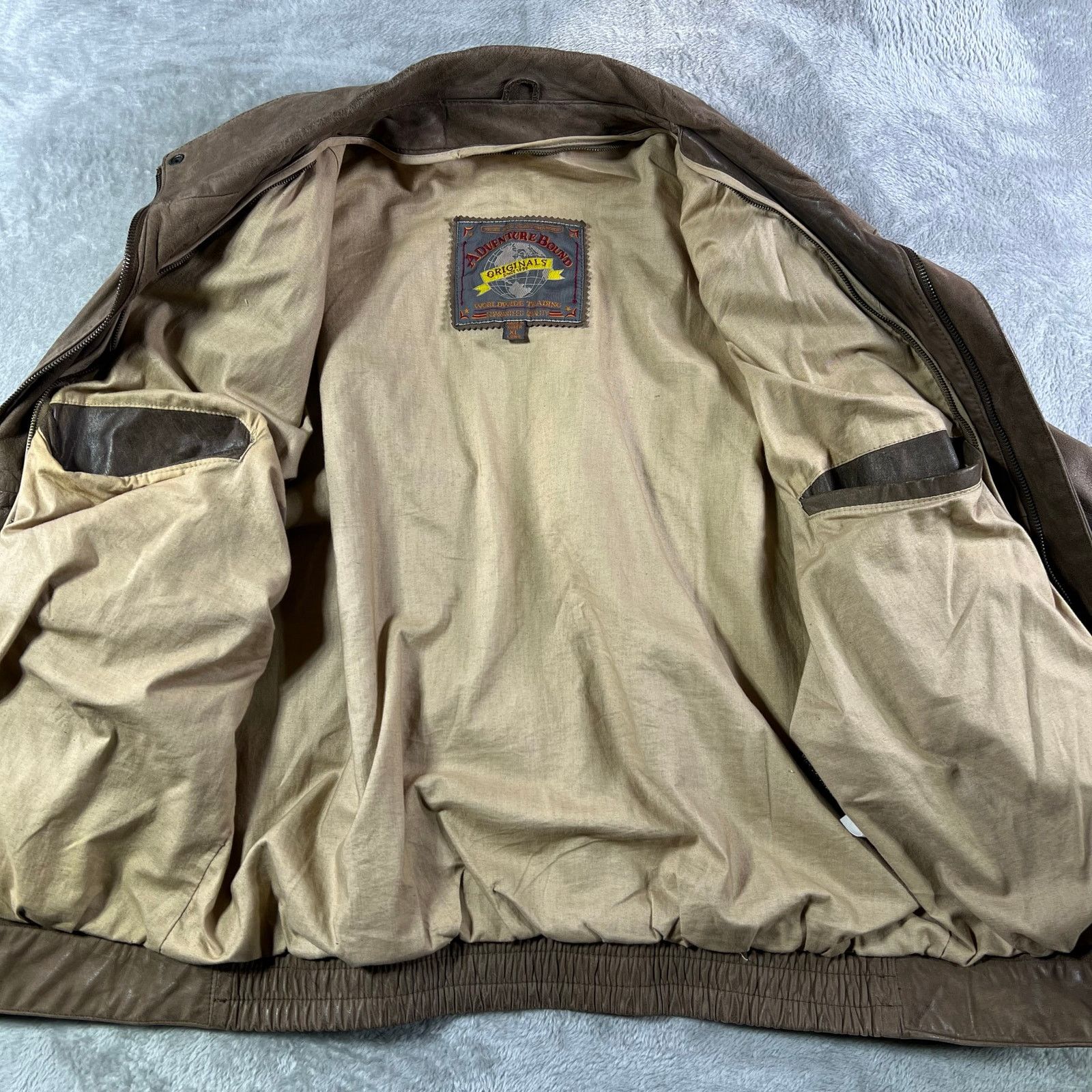 Adventure Bound Rugged Vintage XL Brown Leather Bomber Moto Aviation Jacket Size US XL / EU 56 / 4 - 4 Thumbnail