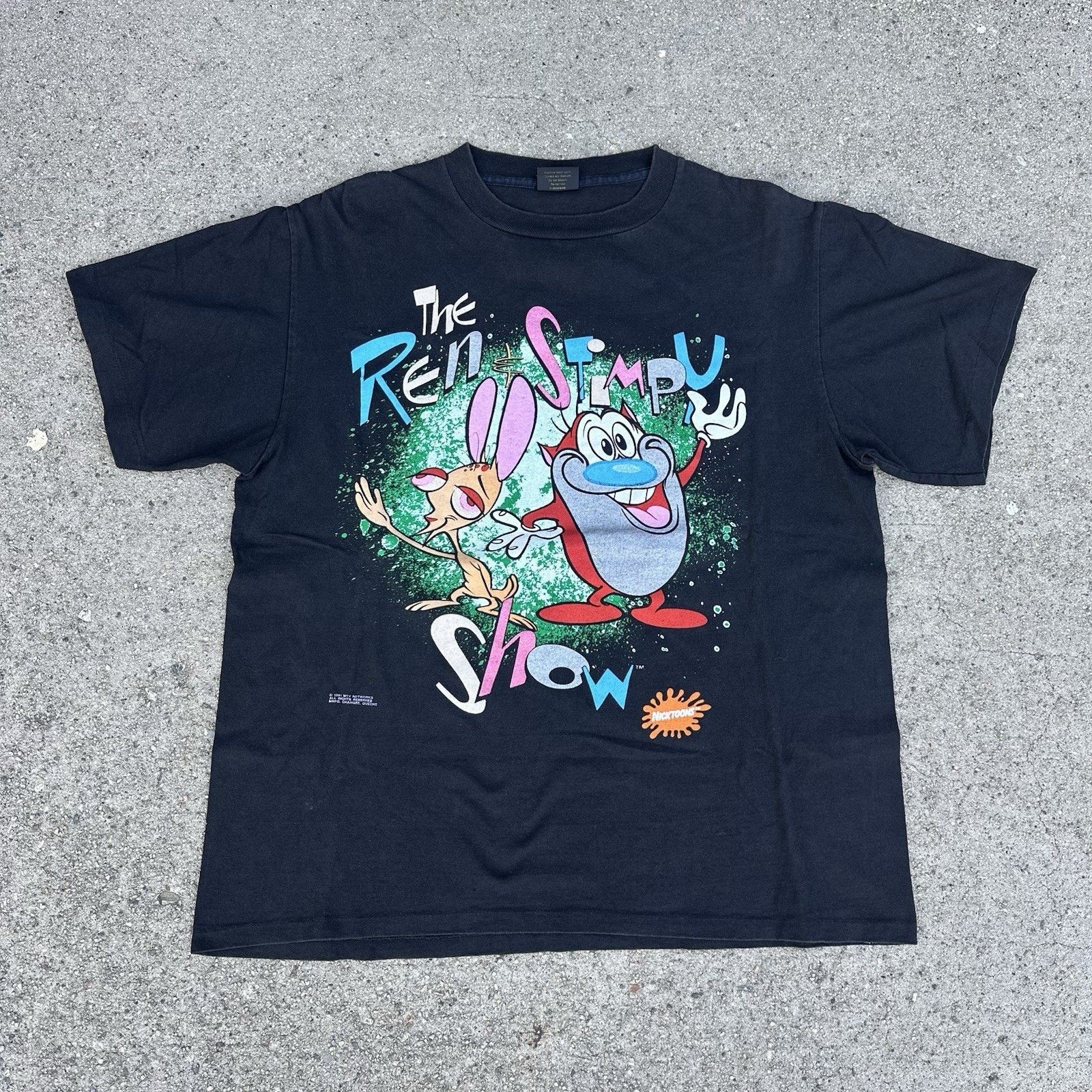 Mtv × Nickelodeon × Vintage Vintage 1991 The Ren & Stimpy Show TV Show Promo Tee Shirt Size US XL / EU 56 / 4 - 2 Thumbnail