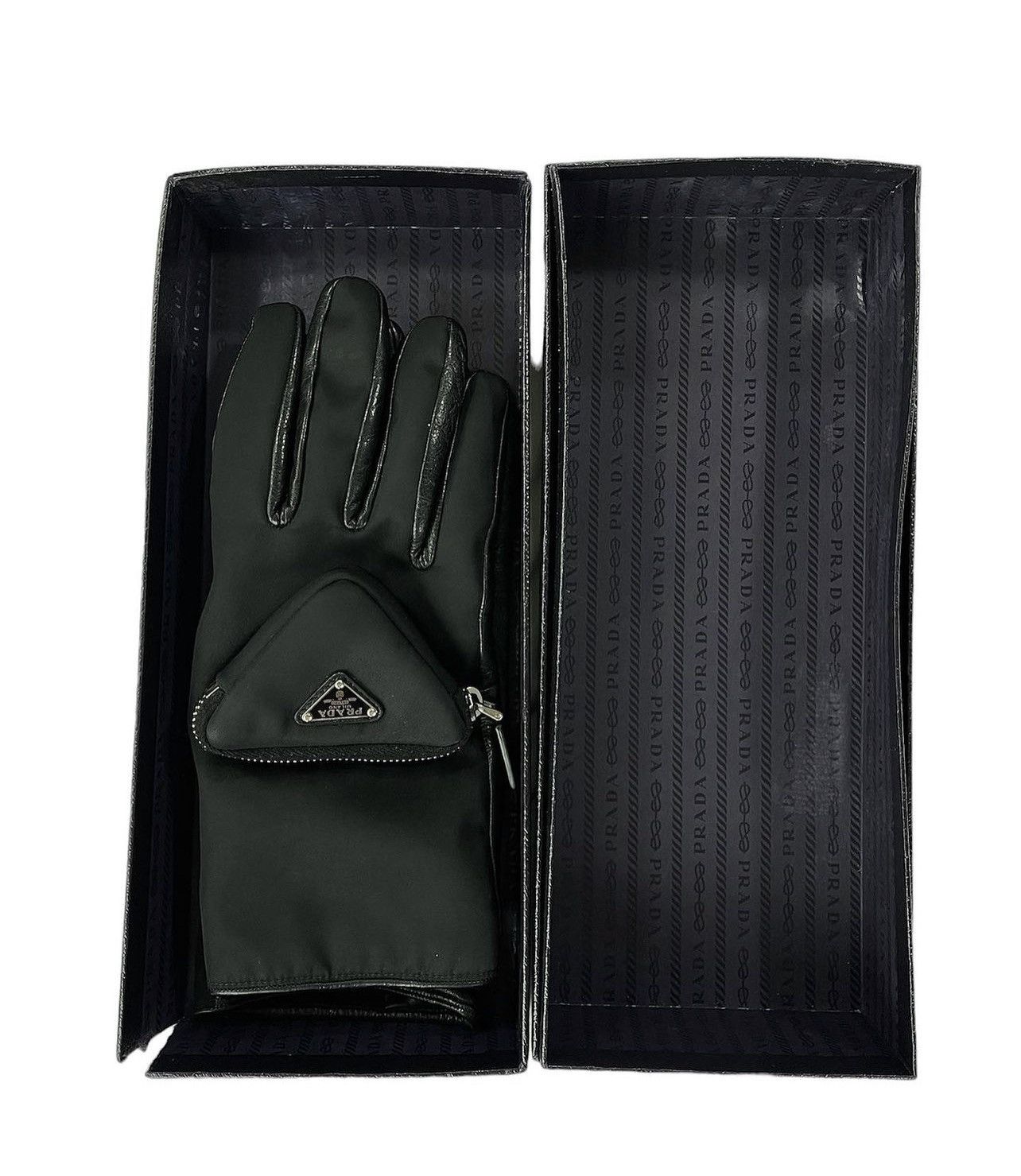 Prada × Raf Simons FW21 Prada Re-Nylon and Napa Leather hybrid gloves Size ONE SIZE - 5 Thumbnail