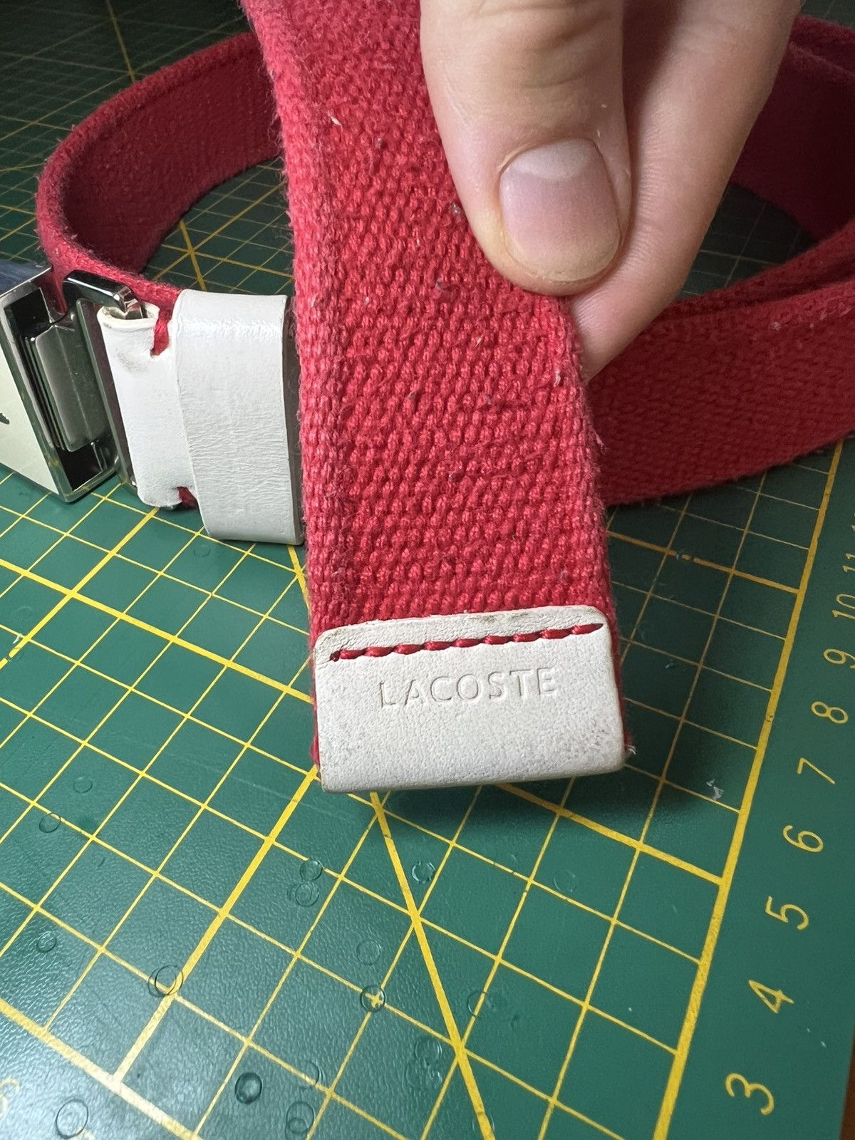 Lacoste Vintage Lacoste metal logo buckle woven fabric strap belt Size ONE SIZE - 7 Thumbnail