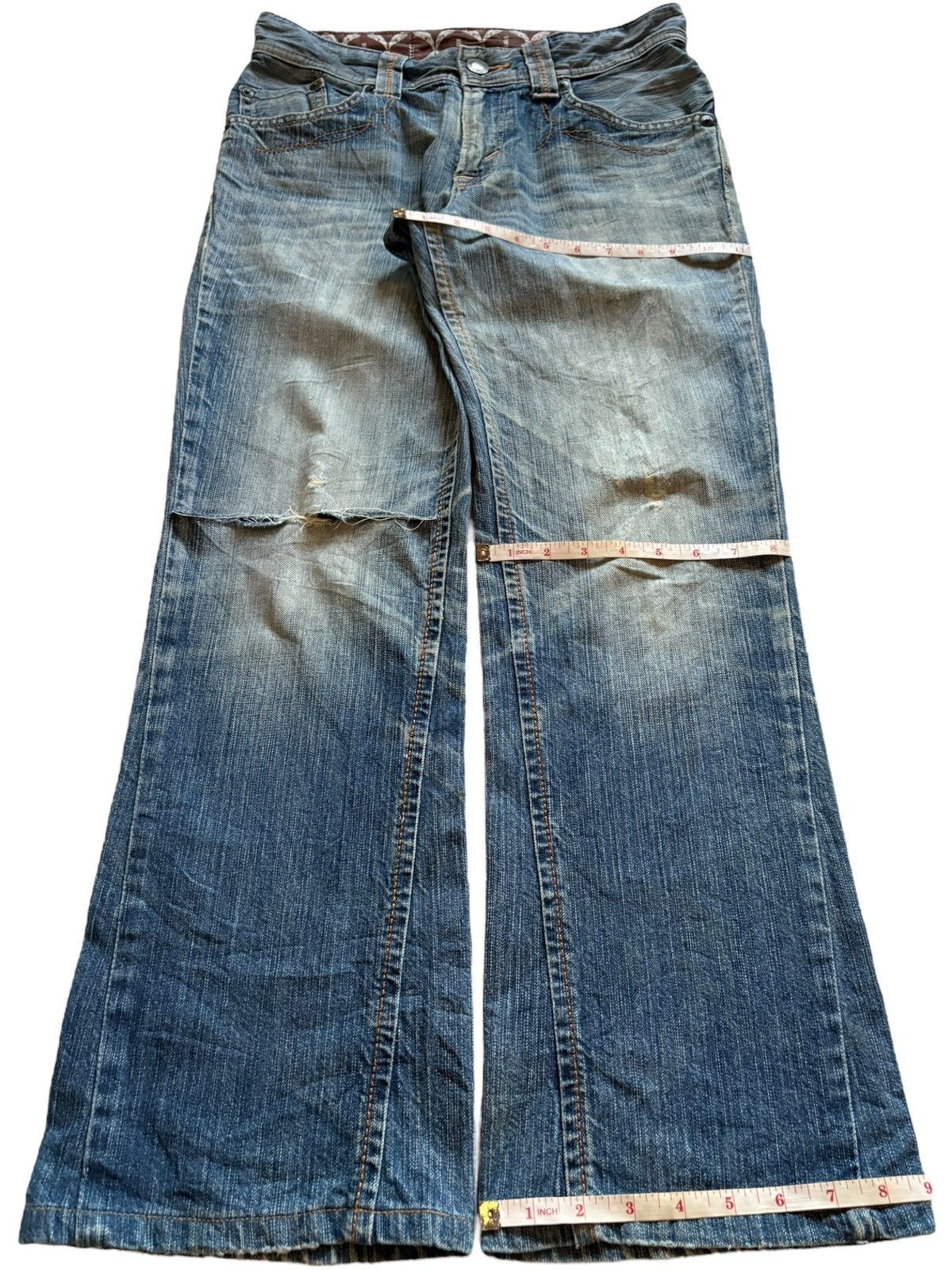 Edwin × Japanese Brand Exclusive Vintage Edwin Mud Wash Ripped Flare Jean Size US 31 - 14 Thumbnail