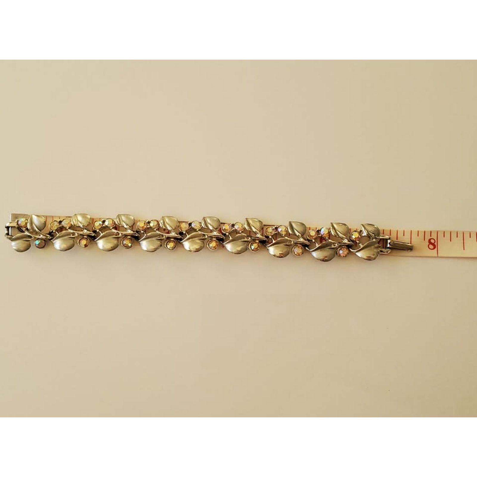 Other Vintage 1960s BSK AB Clear Rhinestone Floral Bracelet Size ONE SIZE - 4 Thumbnail