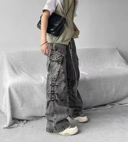 VIBE Gray Cargo Denim Jeans Size US 32 / EU 48 - 4 Thumbnail