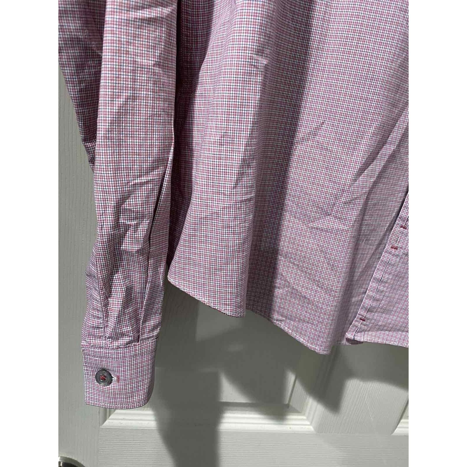 Hugo Boss Hugo Boss "Isko" Slim Plaid Long Shirt Pink Size XL A000778 Size US XL / EU 56 / 4 - 11 Thumbnail