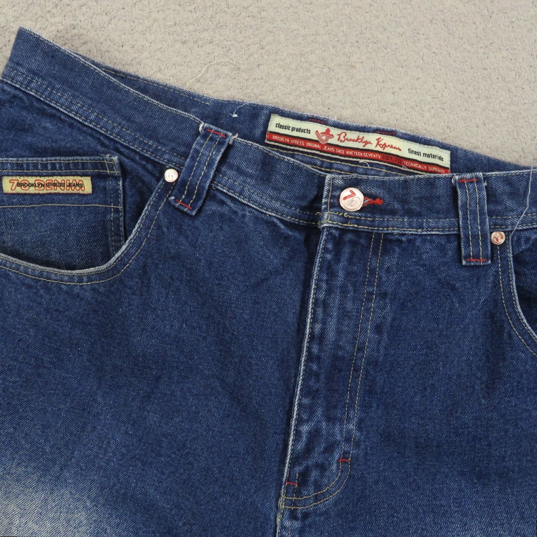 Doublet VINTAGE Brooklyn Xpress Baggy Jeans 40 Men Carpenter Y2K Double Knee Grunge Skater Wide Leg Opening 11" Denim Blue 5-Pocket Mens Jeans Size US 40 / EU 56 - 7 Thumbnail