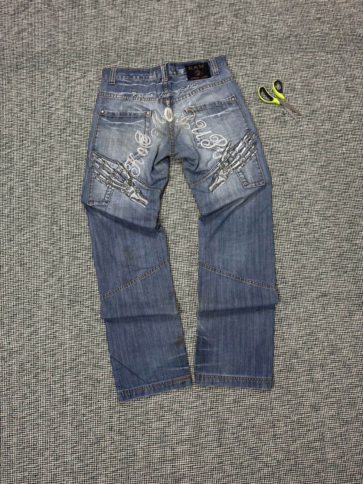 Japanese Brand Y2K kosmo lupo embroidered skeleton swag jeans vintage Size US 32 / EU 48 - 1 Thumbnail