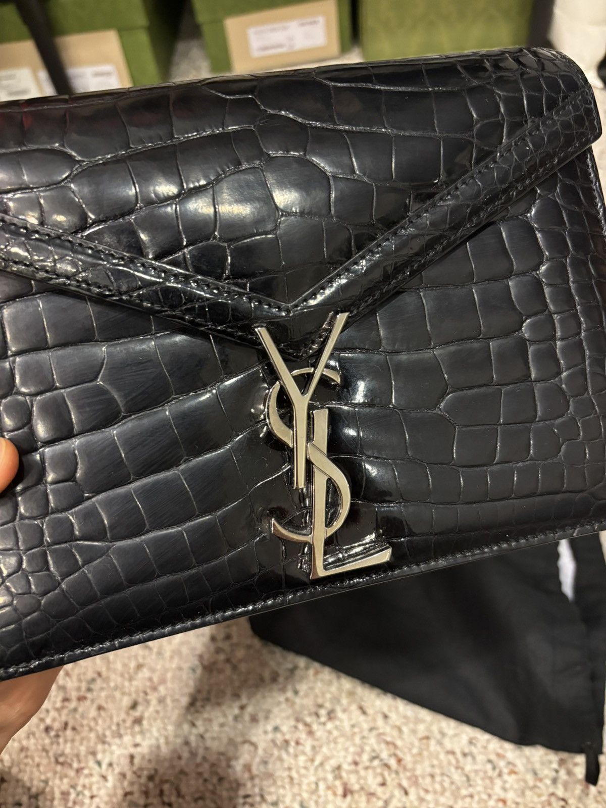 Saint Laurent Paris $25k Retail - Saint Laurent Crocodile Black Cassandra Bag Size ONE SIZE - 10 Thumbnail