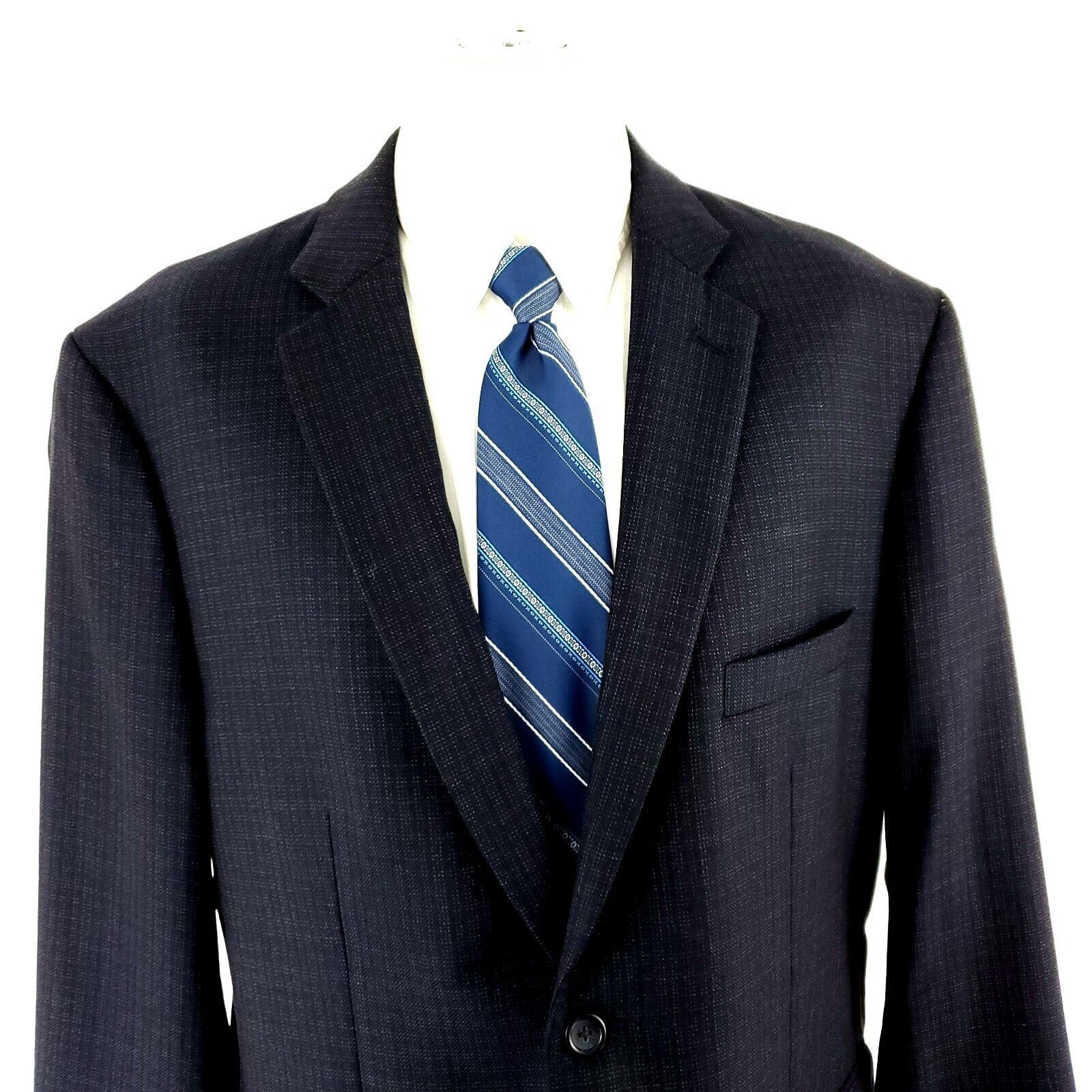 Pronto Uomo Pronto Uomo Platinum Wool 2 Button Sport Coat 44R Blue Windo Size 44R - 1 Thumbnail