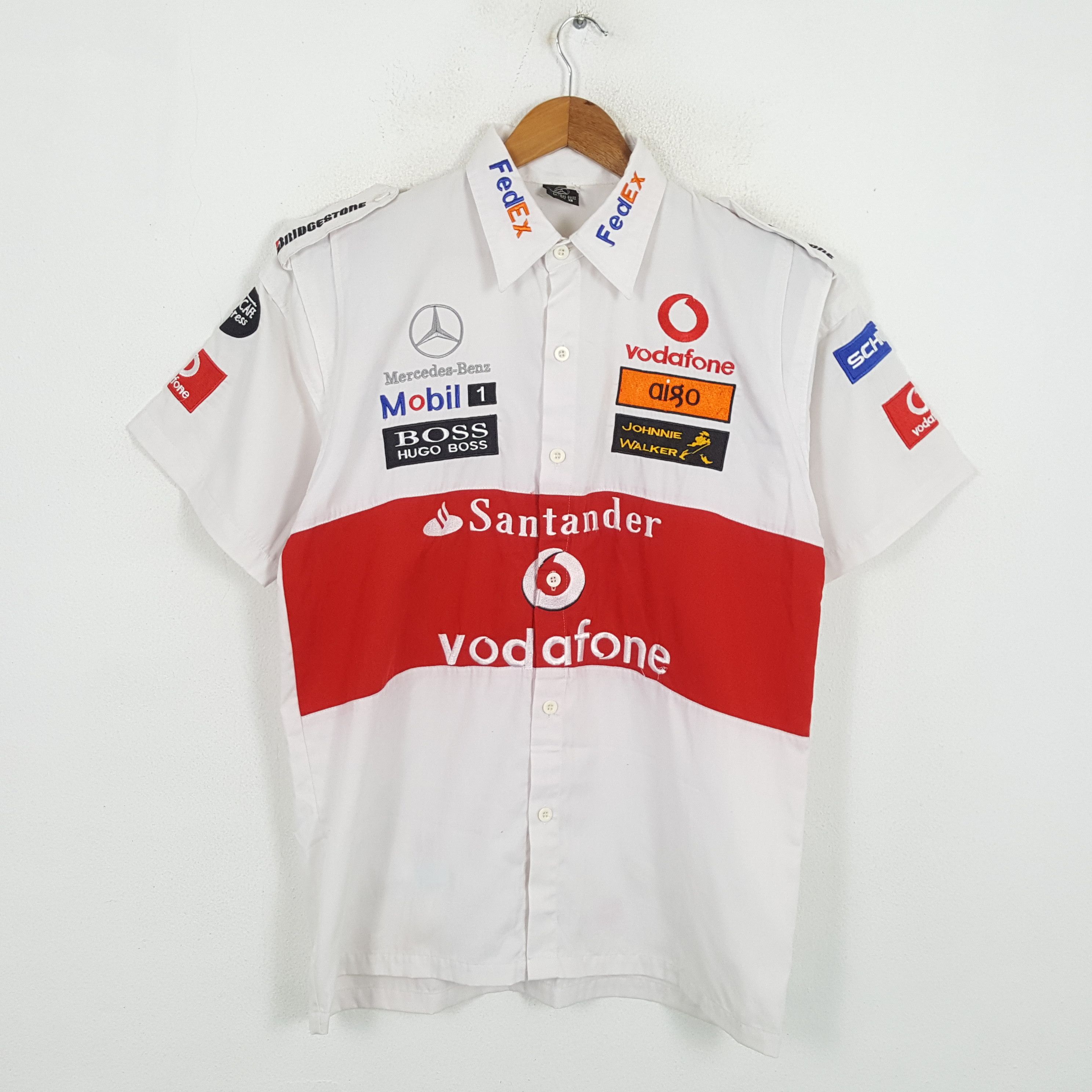 HUGO BOSS Mercedes　シャツ　F1 マクラーレン　メルセデス FORMULA 1 MCLAREN MERCEDES 2014 POLO SHIRT BUTTON ERA SIZE L