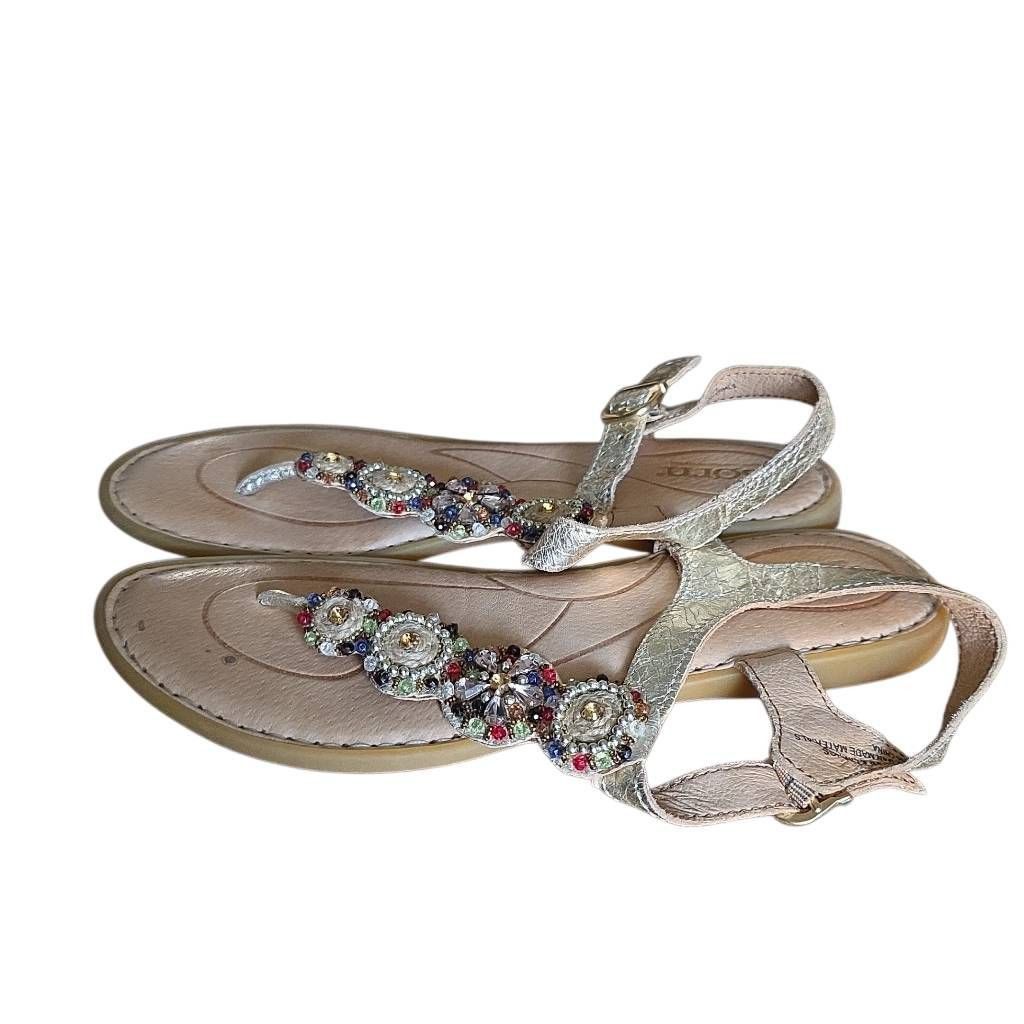 Born Born Women's Size 7 Gold Metallic Bejeweled Sandals Size US 7 / IT 37 - 1 Thumbnail