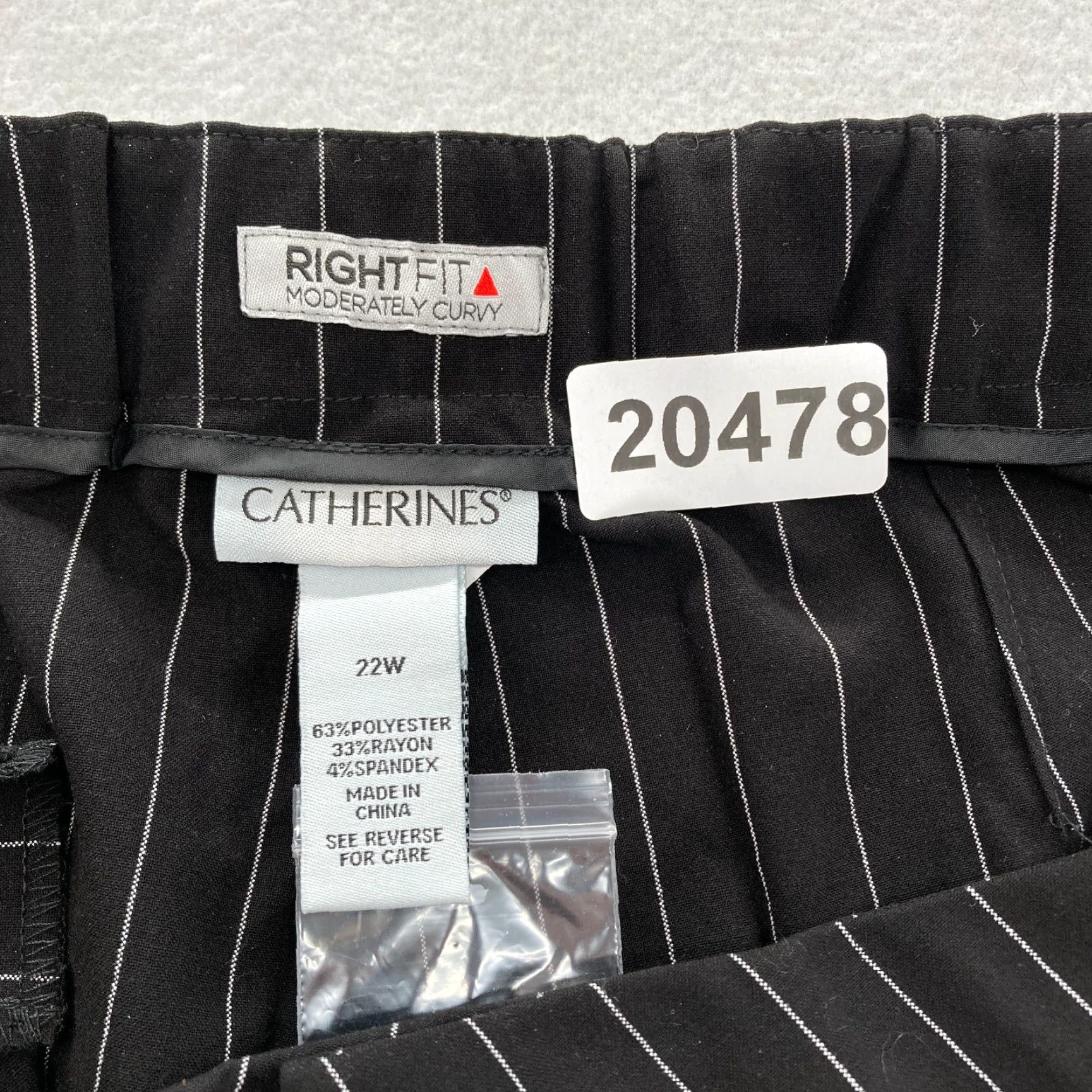 Vintage Catherines Right Fit Pants Women's Plus 22W Striped Black NWOT United States Centered Pattern: Striped Dress Pants Mens Womens Size 40" / US 18 - 4 Thumbnail