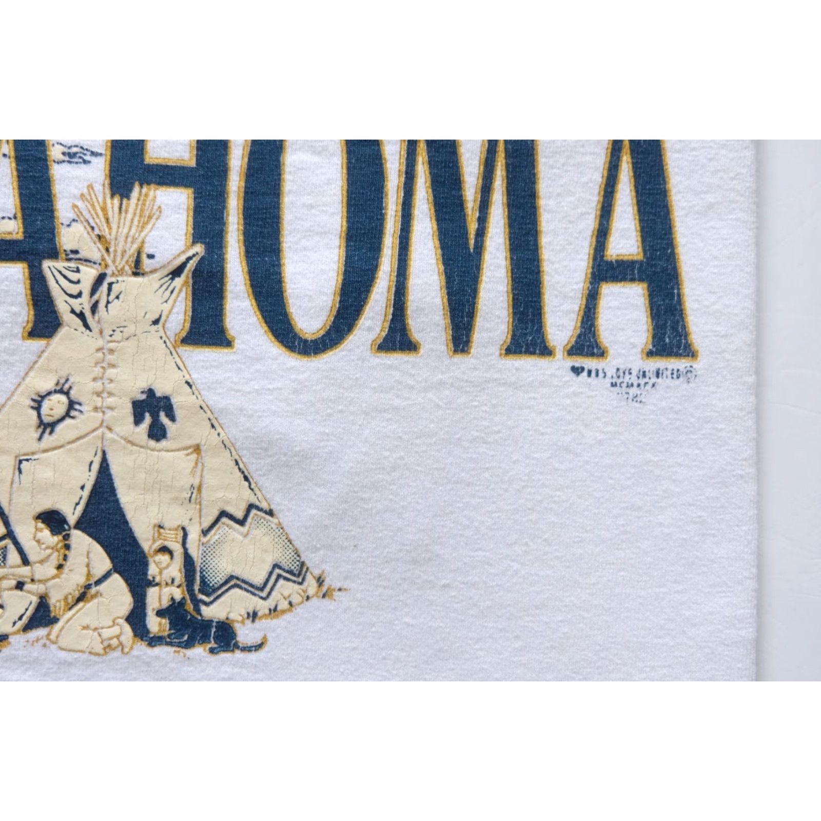 Native VINTAGE All Sport T-Shirt Mens L White 100% Cotton Oklahoma Native Single Stitch 90s Century Graphic Print Crew Neck Short Sleeve Mens Size US L / EU 52-54 / 3 - 4 Thumbnail