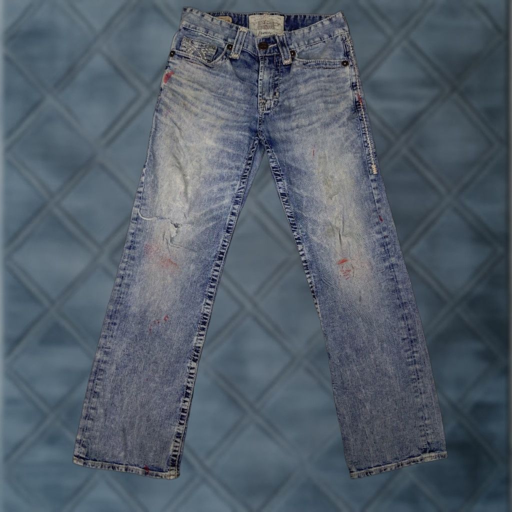 Vintage Big Star Pioneer Jeans Mens 29x29 Light Acid Wash Blue Denim Slim Straight Zip Fly Button Waist 29in Mens Size US 29 - 1 Thumbnail