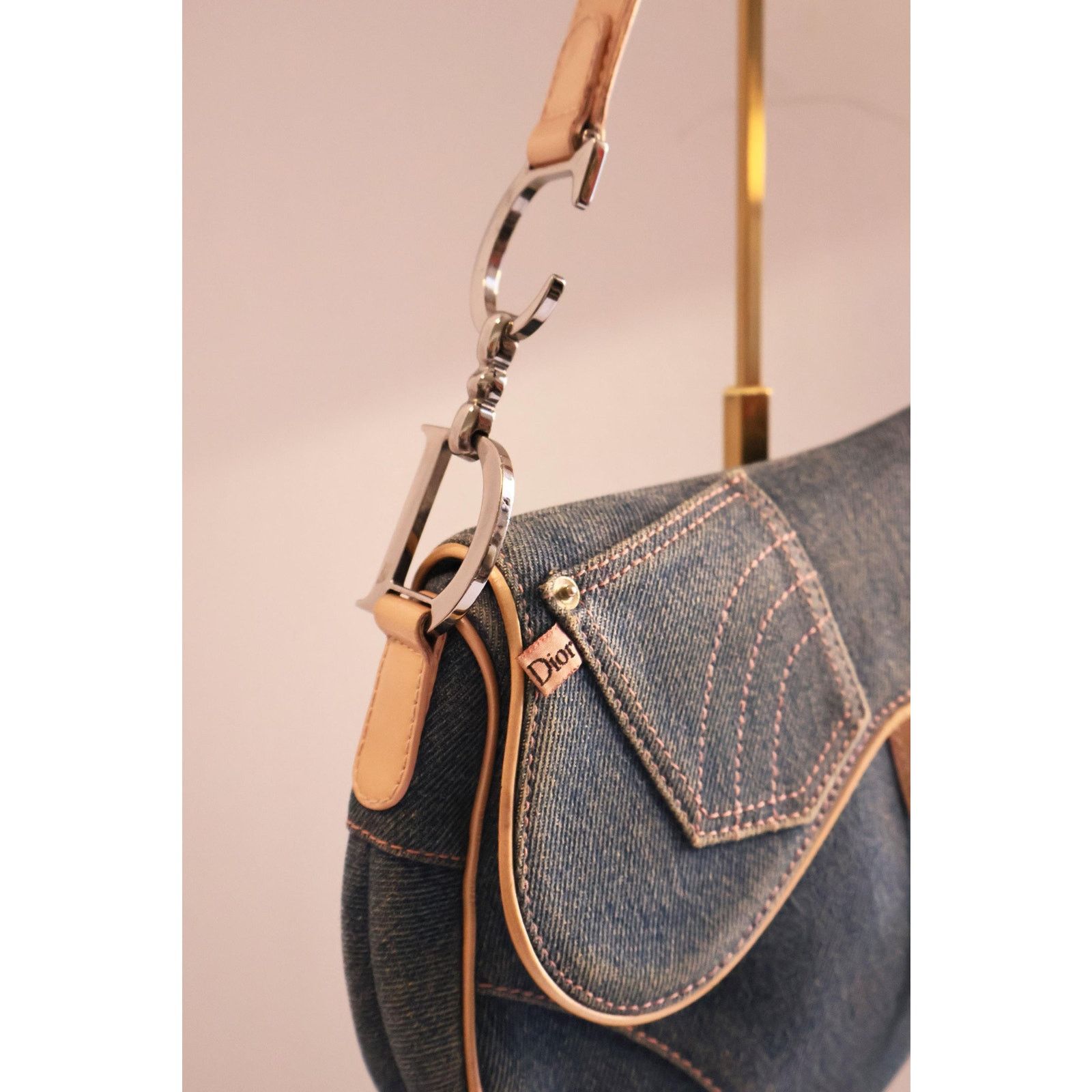 Dior RARE Christian Dior Blue Denim Saddle Bag Size ONE SIZE - 6 Thumbnail