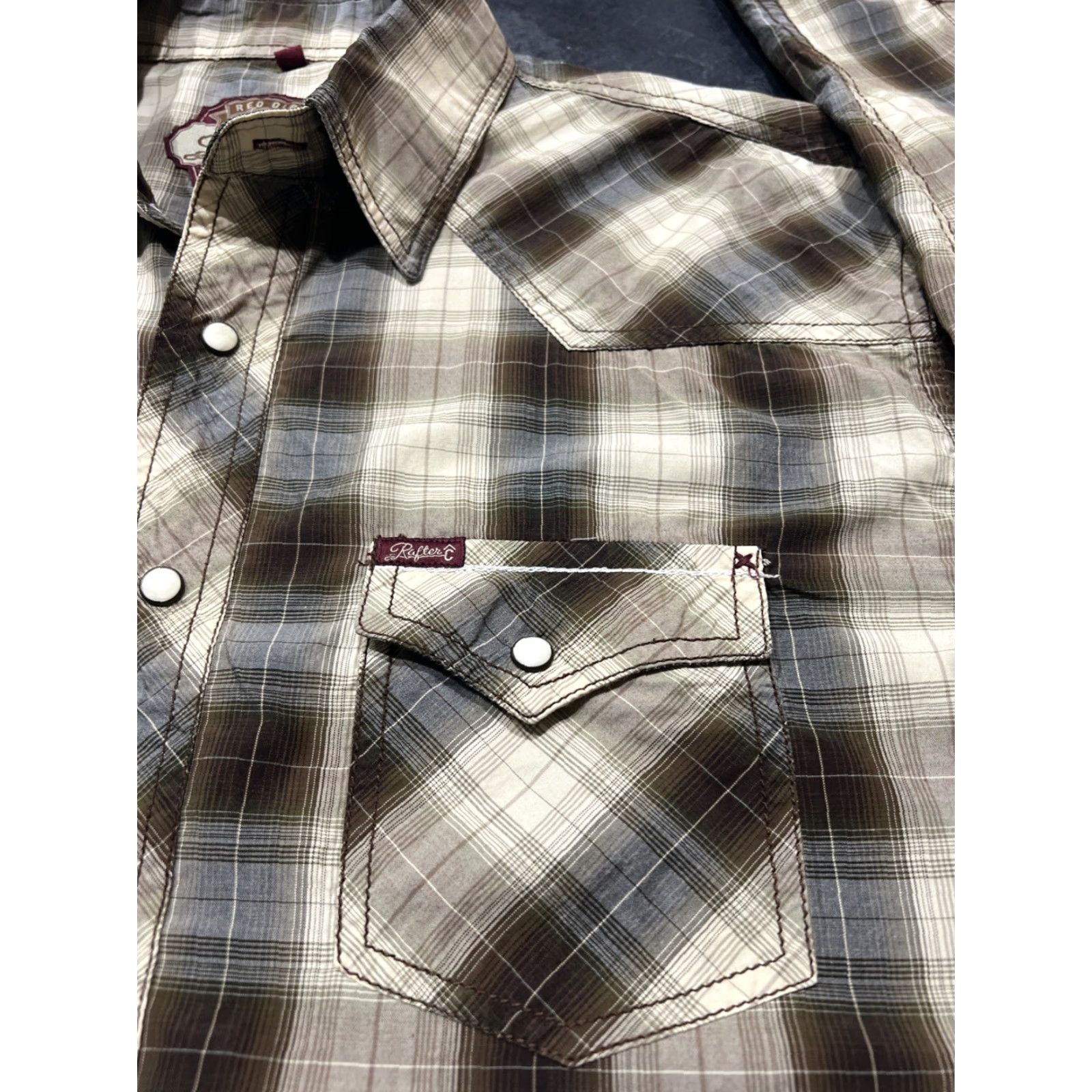 Vintage Rafter C Shirt Western Plaid Pearl Snap Button-Up XL Brown Mens Cowboy Rodeo Size US XL / EU 56 / 4 - 3 Thumbnail