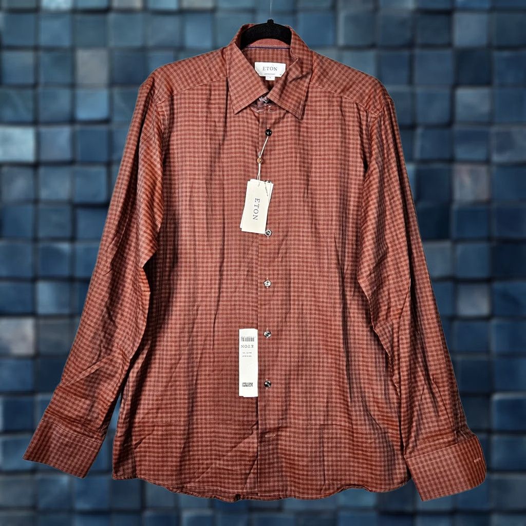 Eton ETON Men’s Button-Up Long Sleeve Plaid Twill Shirt M 15.5 Multicolor Cotton Size US L / EU 52-54 / 3 - 1 Thumbnail